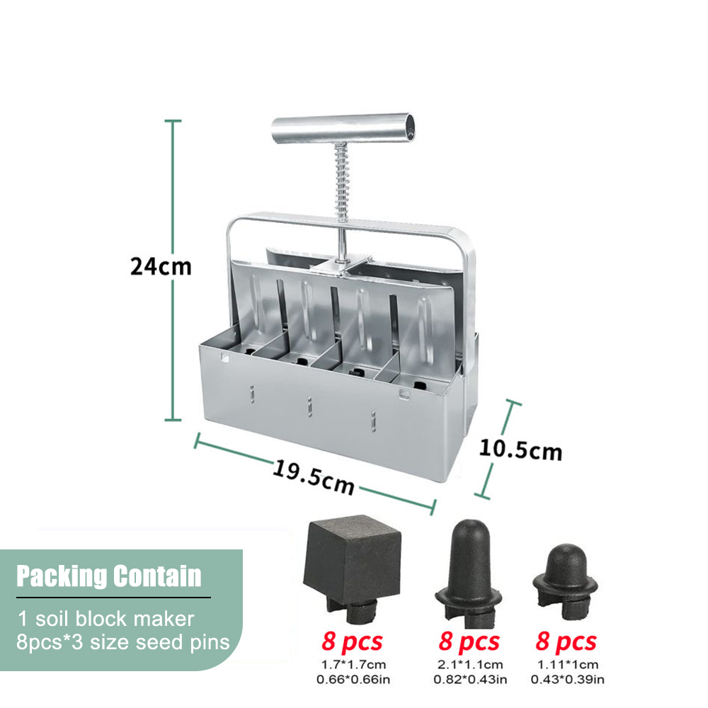 Manuelles Gartengerät Zur Herstellung Von Erdblöcken, 8 Mulden, 5 Cm (2 Zoll), Ergonomischer Griff, Mit 3 Arten Von Spikes, Ideal Zum Umtopfen Und Vorbereiten Von Erde Für Jungpflanzen.
