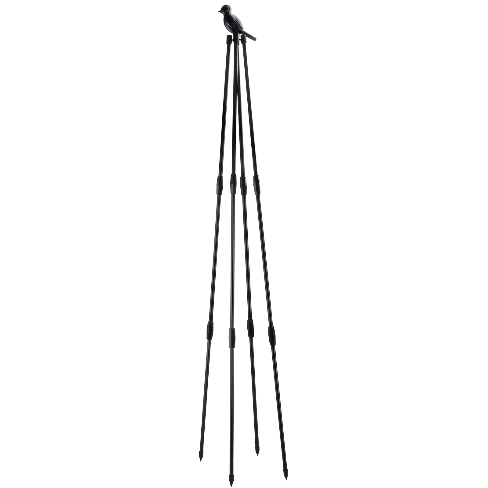 Gartenobelisk Für Vertikale Kletterpflanzen Mit 4 Metallstützen Für Gurken, Rosen, Kletterbohnen Und Weiße Prunkwinden.