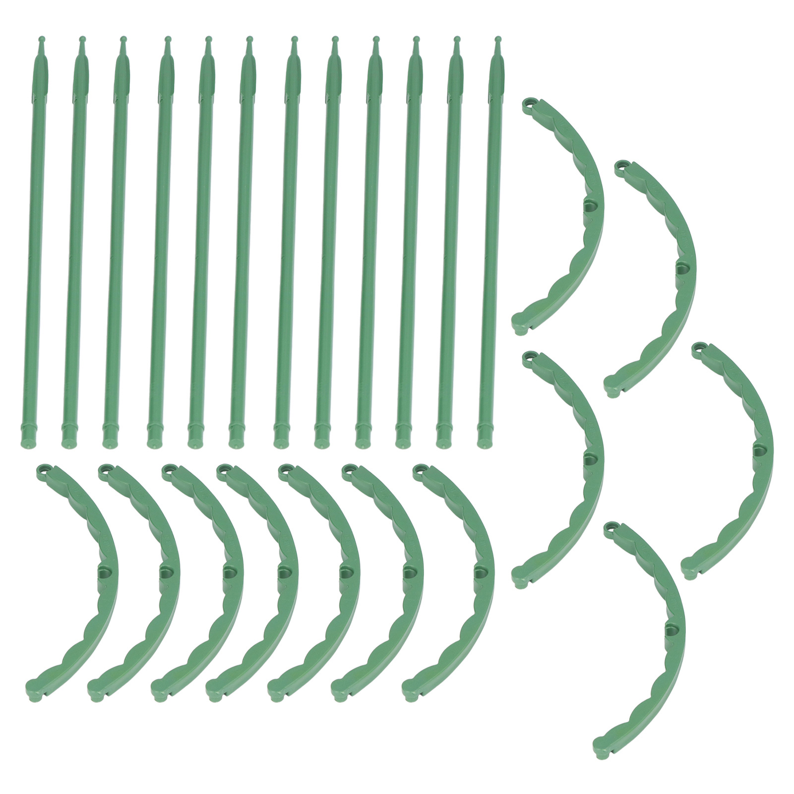 Set Mit 12 Pflanzenstützstäben Mit Halbrundem Stützring, Kunststoff-gartenwerkzeug Für Blumen- Und Gemüsetöpfe.