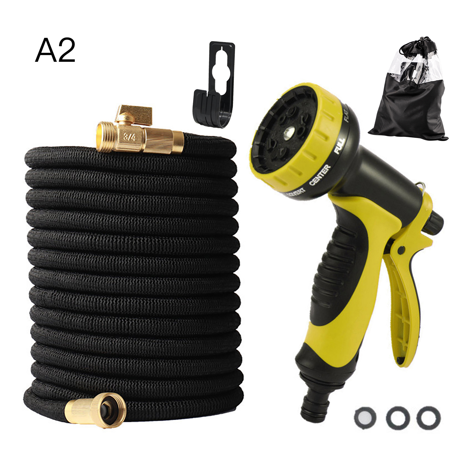Set Aus 3 Hochdruck-teleskop-gartenschläuchen Mit 10 Funktionen Für Gartenbewässerung Und Autowäsche, 7,6 M (25 Ft), 3300d, Gelb Und Schwarz.