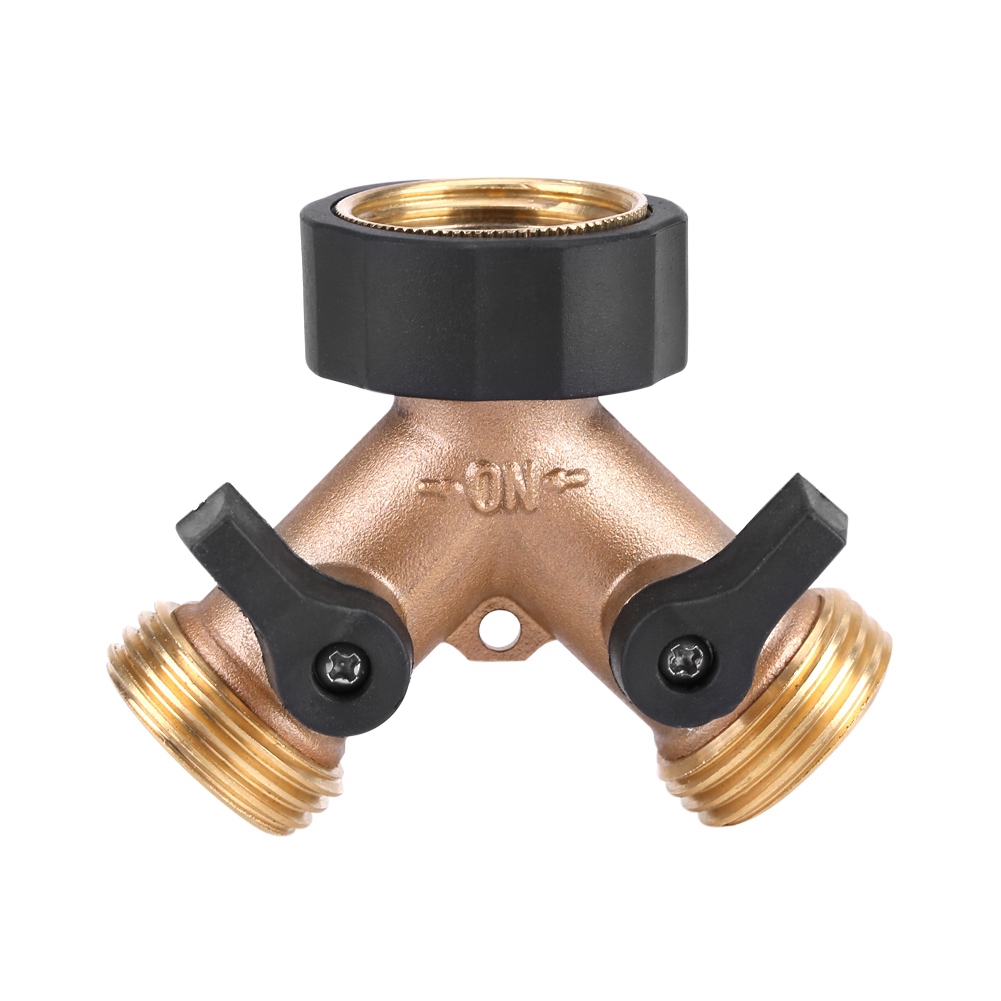 2-wege-y-förmiger Messing-wasserhahnadapter, 3/4"-schlauchanschluss, Gartenbewässerung (us-standard)