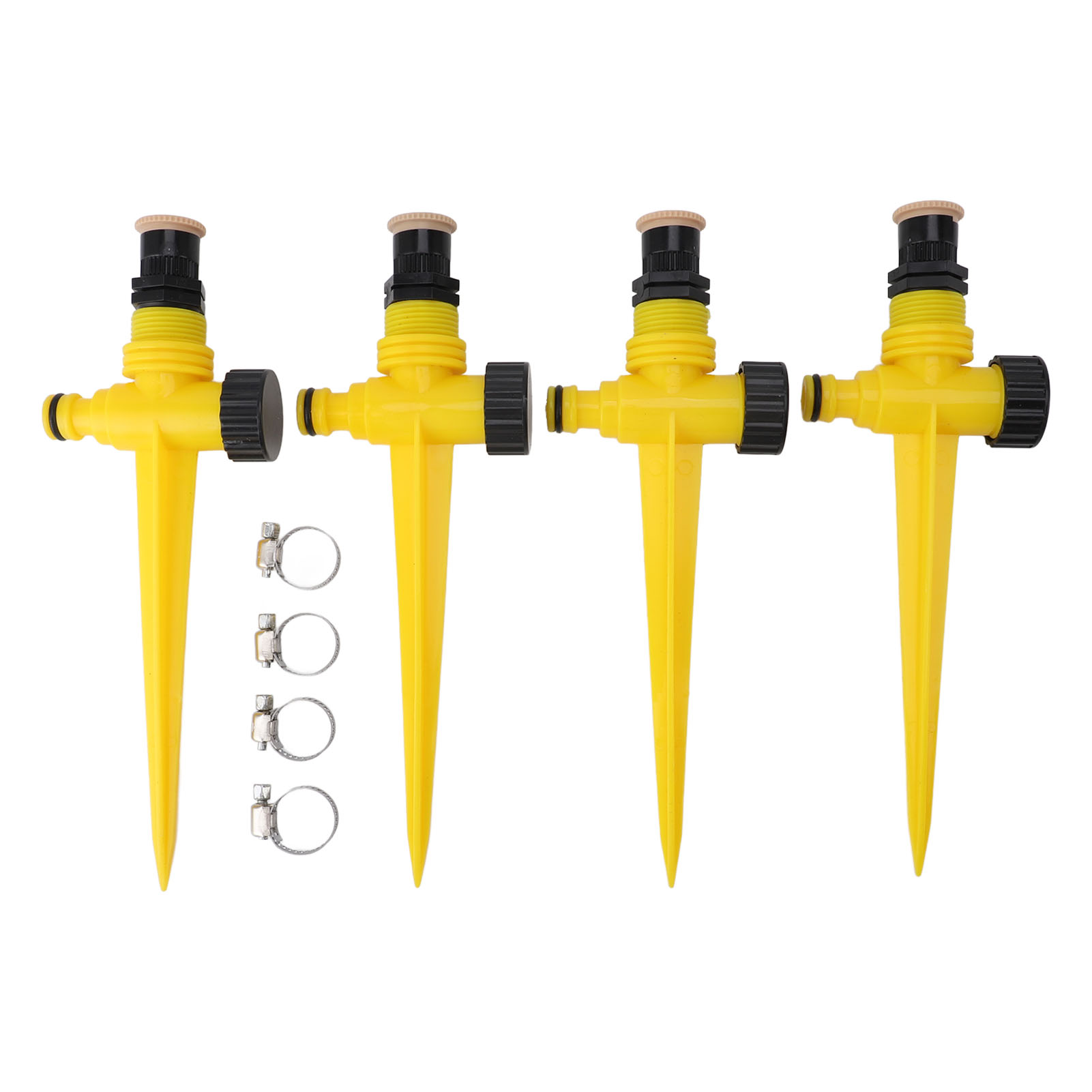 Set Aus 4 Professionellen Und Effizienten Gartensprengern Mit 360° Automatischer Rotation, Für Rasen, Terrasse Und Garten (gelb).