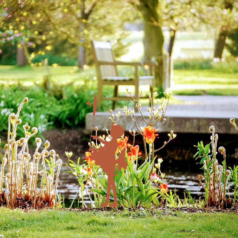 Dekorative Metall-gartenstecker, Feensilhouette, Frühlingsdekoration Für Den Garten