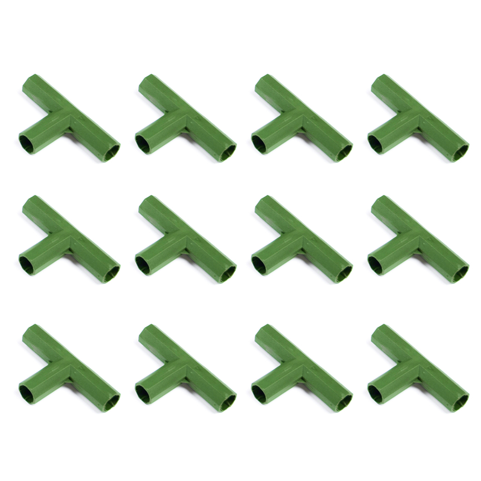 Packung Mit 12 Flachen 3-wege-verbindern Für Gewächshauskonstruktionen, Aus 11 Mm Pp-kunststoff, Für Pflanzenstützen, Obstgärten Und Gärten.