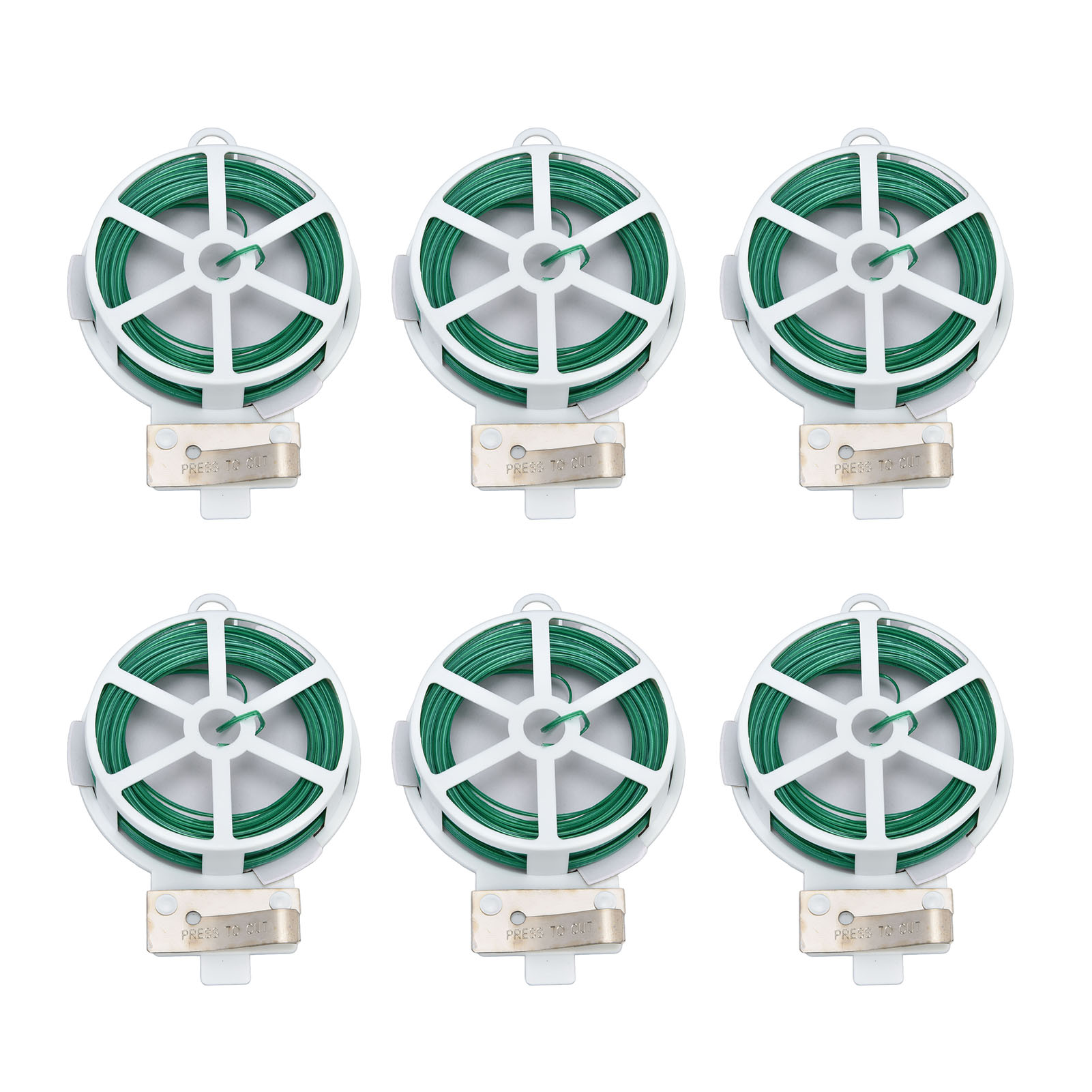 Set Mit 6 Grünen Draht-gartenbindern, Ideal Zum Befestigen Von Kletterpflanzen Und Blumen.