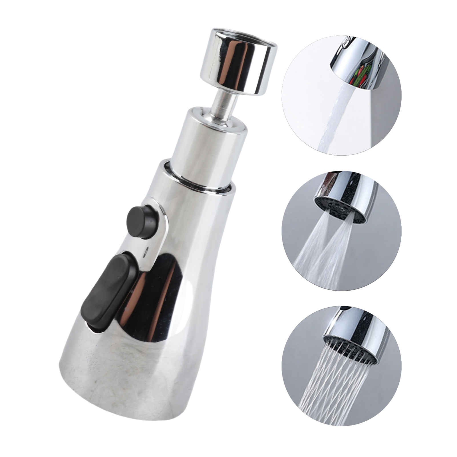 360° Schwenkbarer 3-funktions-brausekopf Für Küchenarmaturen, Wassersparender G1/2-spülbecken-luftsprudler, Polierter Ersatzbrausekopf