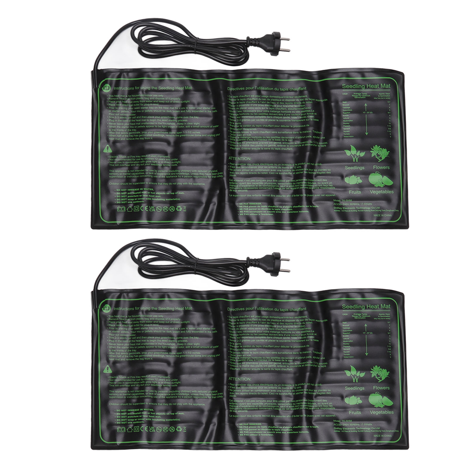 Set Mit 2 Wasserdichten Heizmatten Für Sämlinge, Fördert Keimung Und Pflanzenwachstum, Konstante Temperatur, Eu-stecker 220–240 V
