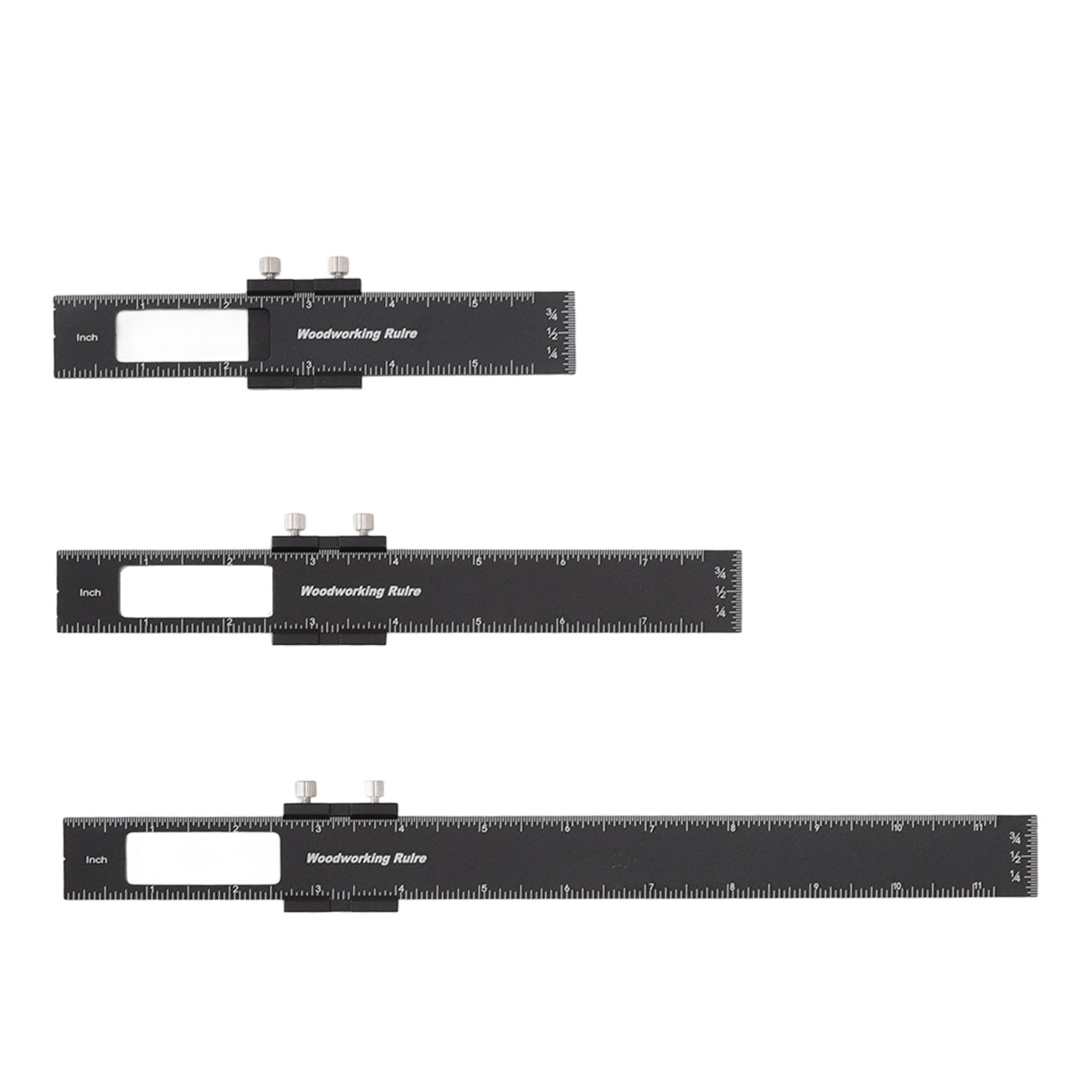 Set Aus 3 T-förmigen Holzbearbeitungslinealen Aus Aluminiumlegierung Mit Verschiebbaren Anschlägen.