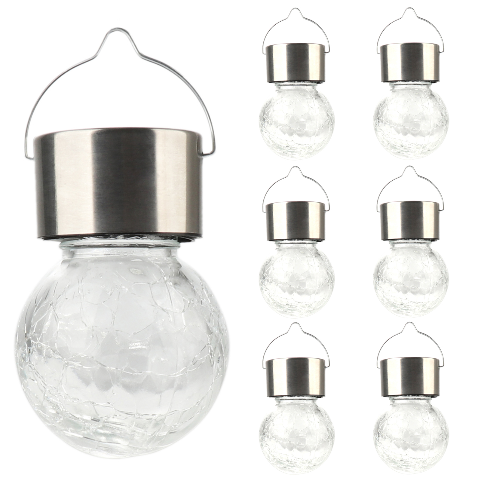 Hängende Solarlaterne Für Den Außenbereich Aus Crackle-glas, Weißes Licht, Für Garten, Terrasse, Zaun Oder Baum.