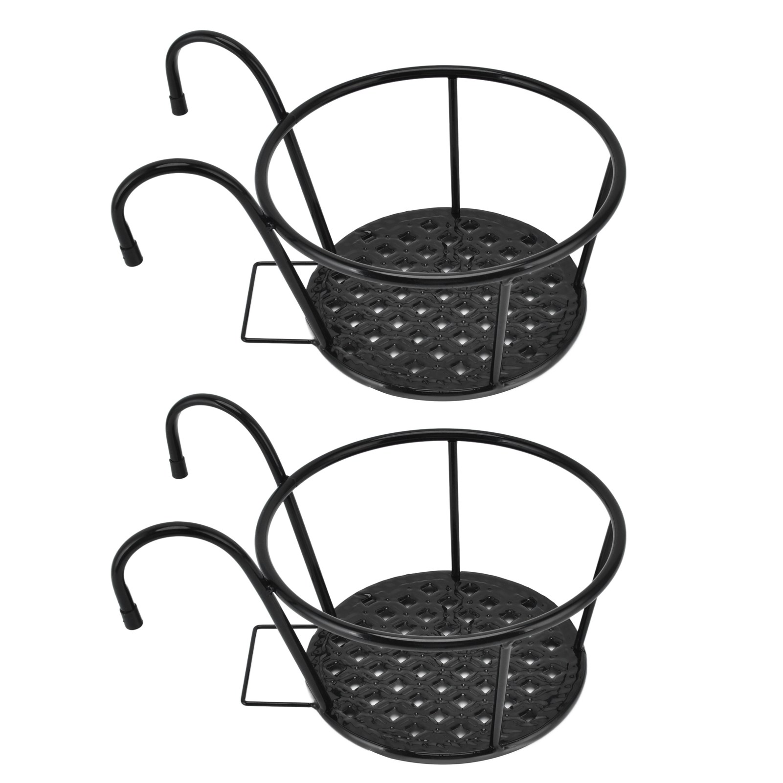 Set Mit 2 Multifunktionalen Hängekörben Aus Schmiedeeisen, Pflanzenhalter Zum Aufhängen An Einem Geländer, Für Terrasse, Balkon Oder Veranda
