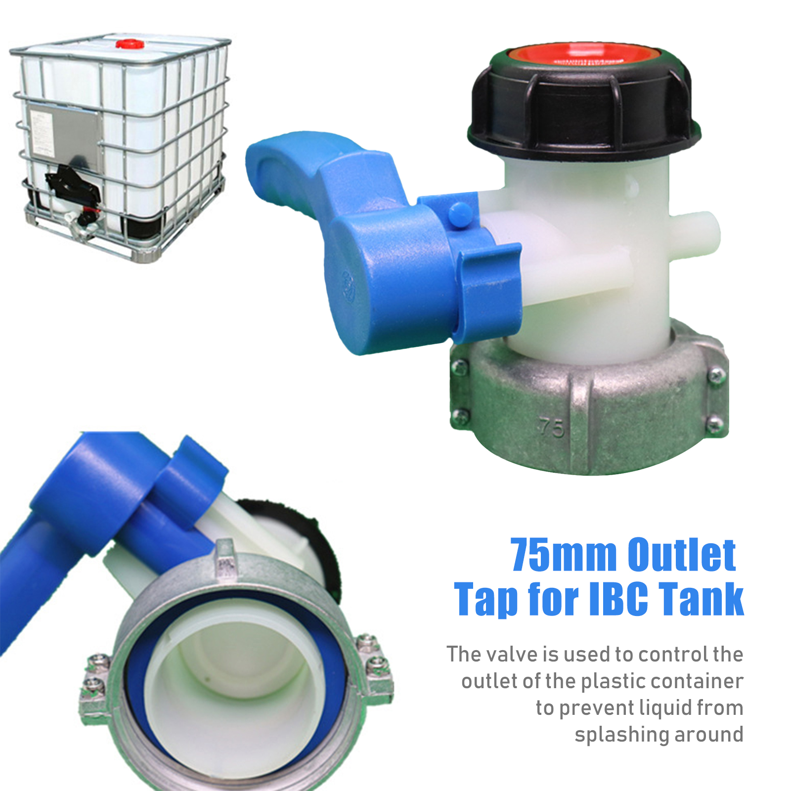 75-mm-ablasshahn Für Ibc-tanks, Hahnadapter, Absperrventil, Ablasshahn Für Regenwassertanks, Anschlussstück Für Ibc-tanks Für Öl, Kraftstoff Und Wasser