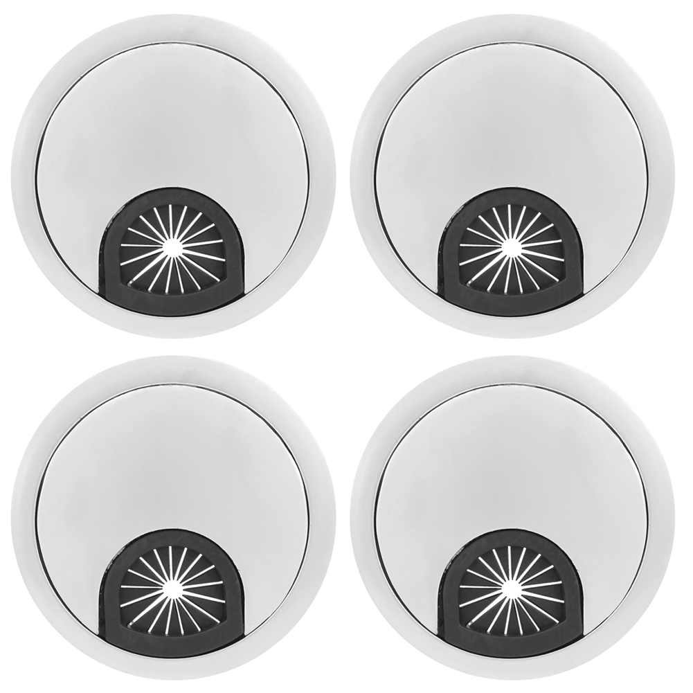 Set Mit 4 Kabeldurchführungen Aus Zinklegierung Für Computertische, Ideal Für Zuhause Oder Büro.