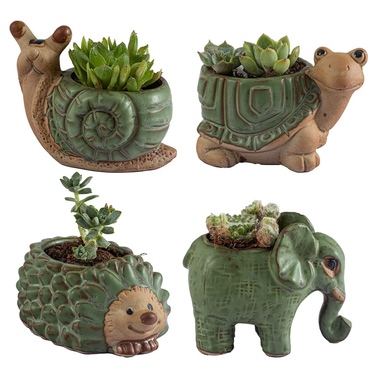 Keramik-blumentopf Für Sukkulenten, Mit Cartoon-tiermotiven, Ideal Für Die Büro- Oder Wohnungsdekoration.