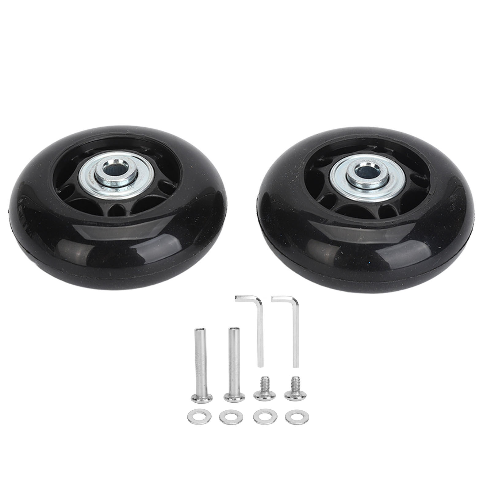Set Mit 2 Universellen, Schwenkbaren Gummi-ersatzrollen Für Koffer Mit Lagern Und Montagewerkzeug (64 X 24 Mm / 2,5 X 0,9 Zoll).