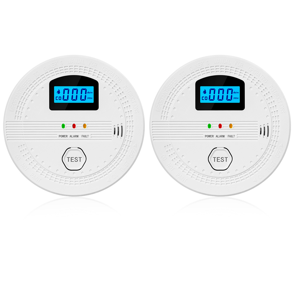 2-in-1-rauch- Und Kohlenmonoxidmelder-set Mit Lcd-display, Akustischem Und Optischem Alarm Sowie Warnung Bei Niedrigem Batteriestand. Ideal Für Zuhause, Büro, Garage, Hotel Oder Wohnung.
