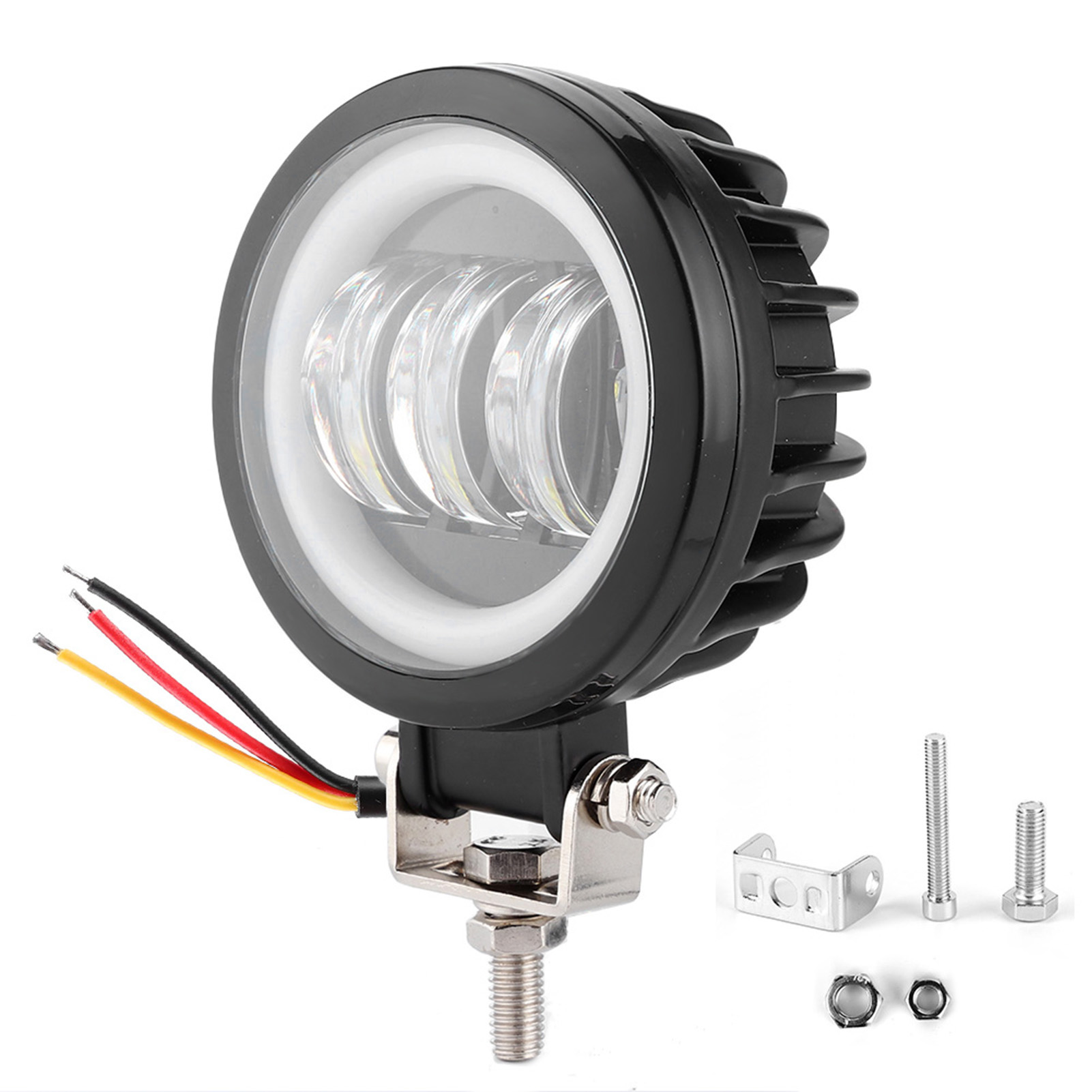 6000k 30w Wasserdichte Runde Led-arbeitsleuchte "angel Eyes" Für Auto, Quad, Boot Und Geländewagen (gelbes Licht)