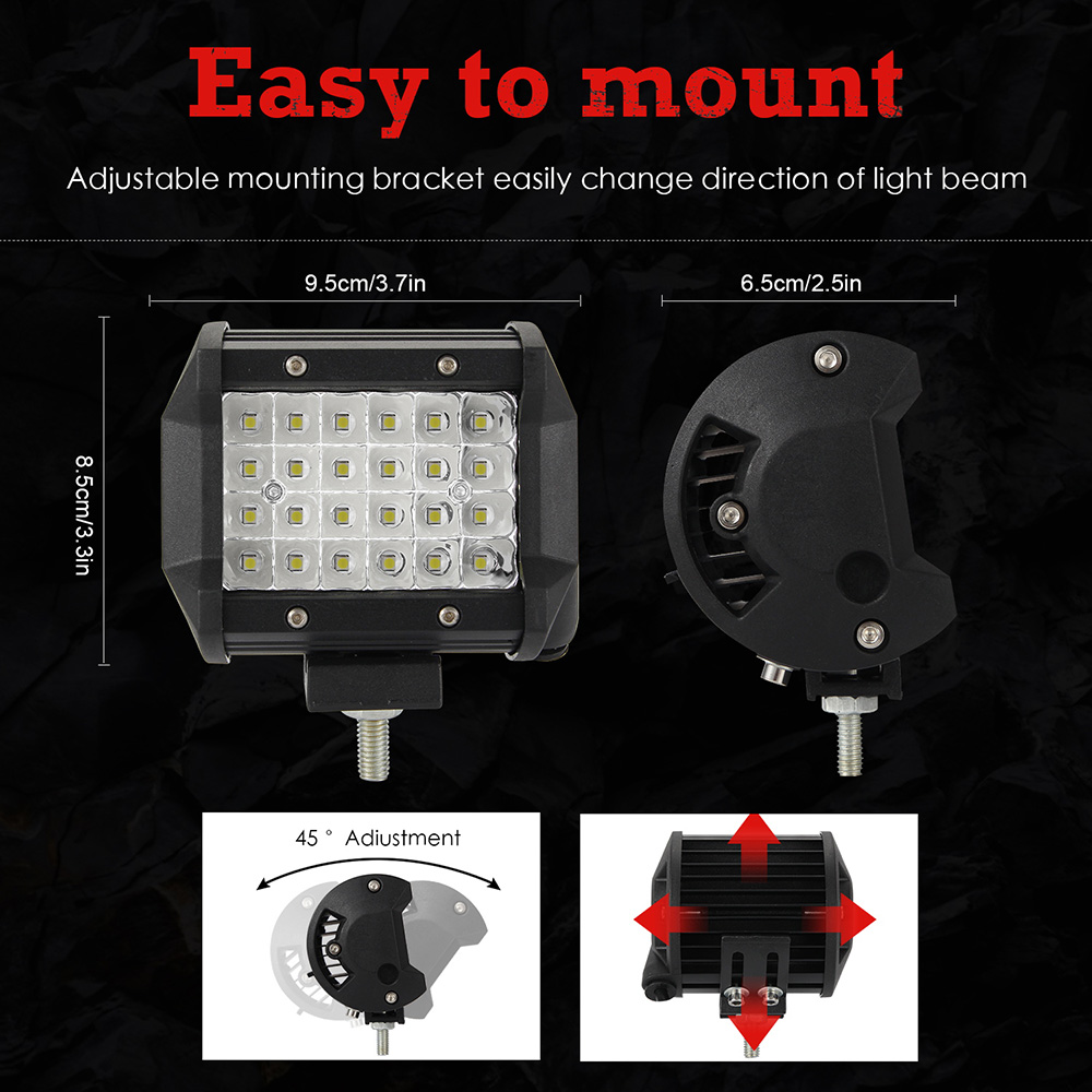 4-zoll 240-watt Led-lichtleiste, Vierreihige Wasserdichte Nebelscheinwerfer Mit Großer Reichweite, Kombinierter Spot-/flutlichtstrahl, Für Pickup, Suv Und Boot (2er-set).