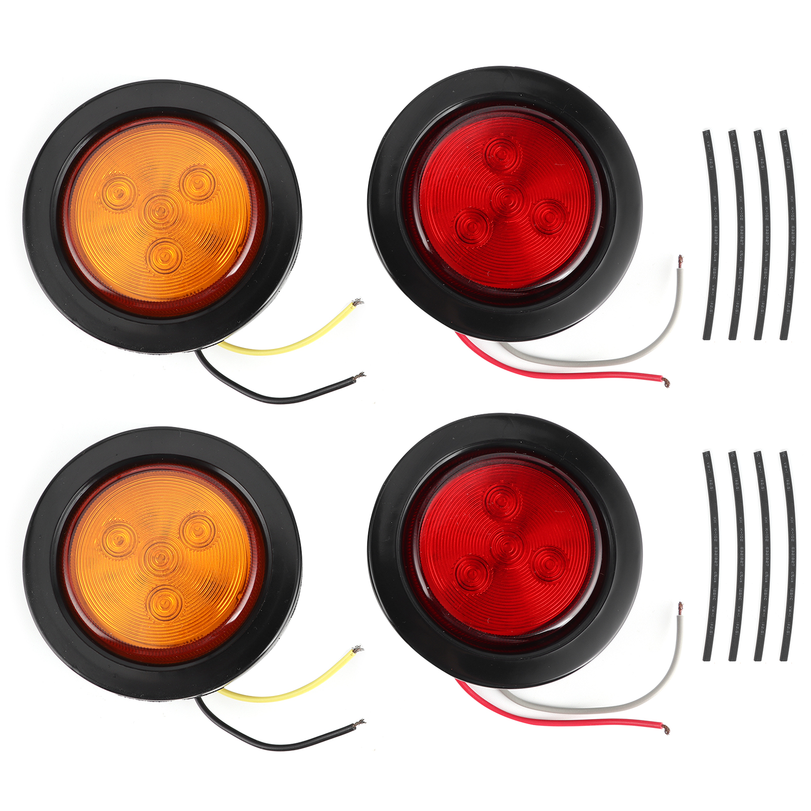 Set Mit 4 Runden Led-kontrollleuchten (6,35 Cm Durchmesser, 10–30 V, Hohe Helligkeit) Für Lkw, Anhänger Und Schwere Fahrzeuge