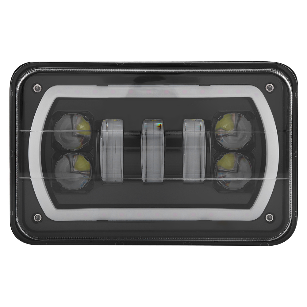 4" X 6" Quadratische Led-scheinwerfer Für Ford Mustang Truck, Fern- Und Abblendlicht, Weißer Halo