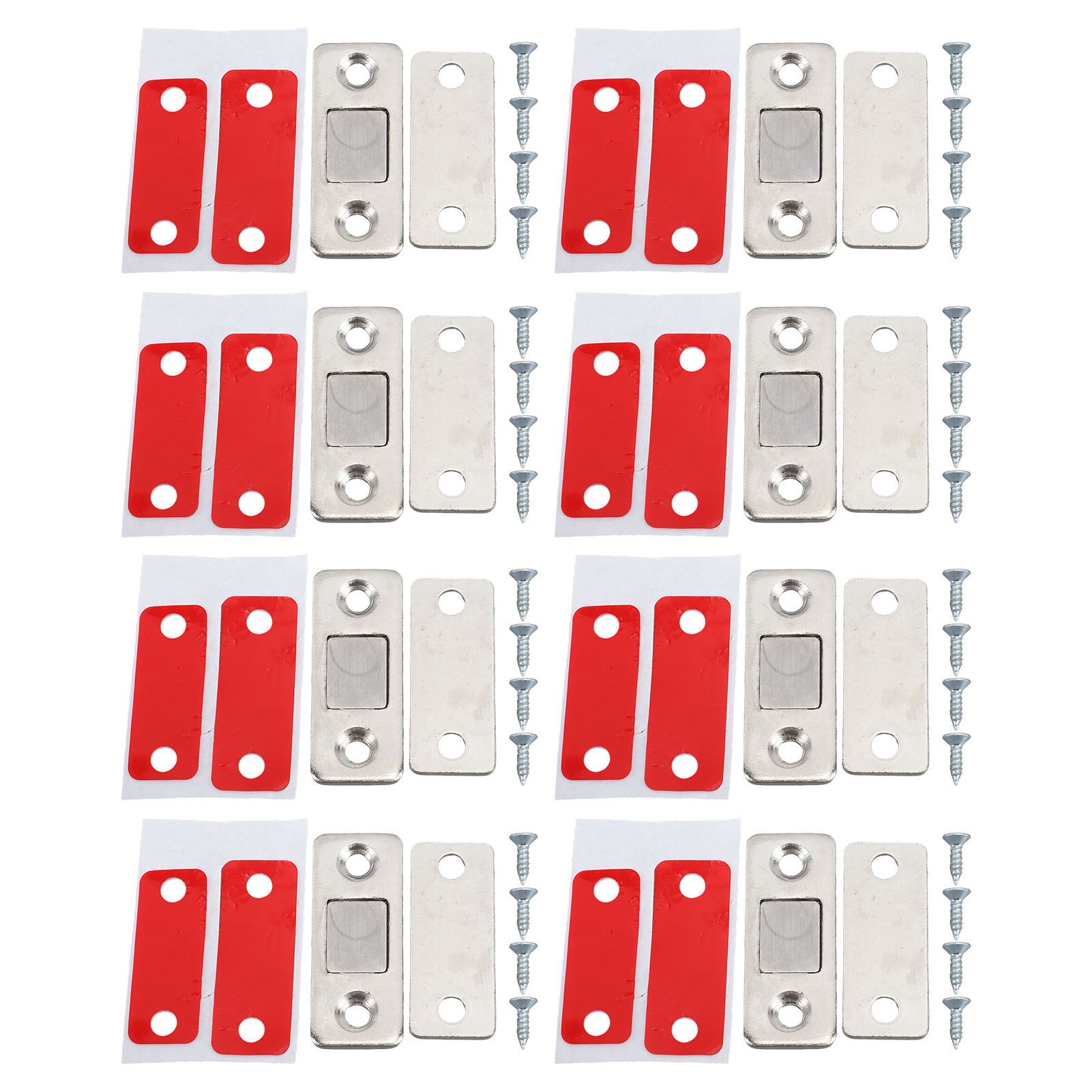 Set Mit 8 Ultradünnen Magnetverschlüssen Für Küchentüren, Selbstklebend, Edelstahl, Beidseitig Montierbar.