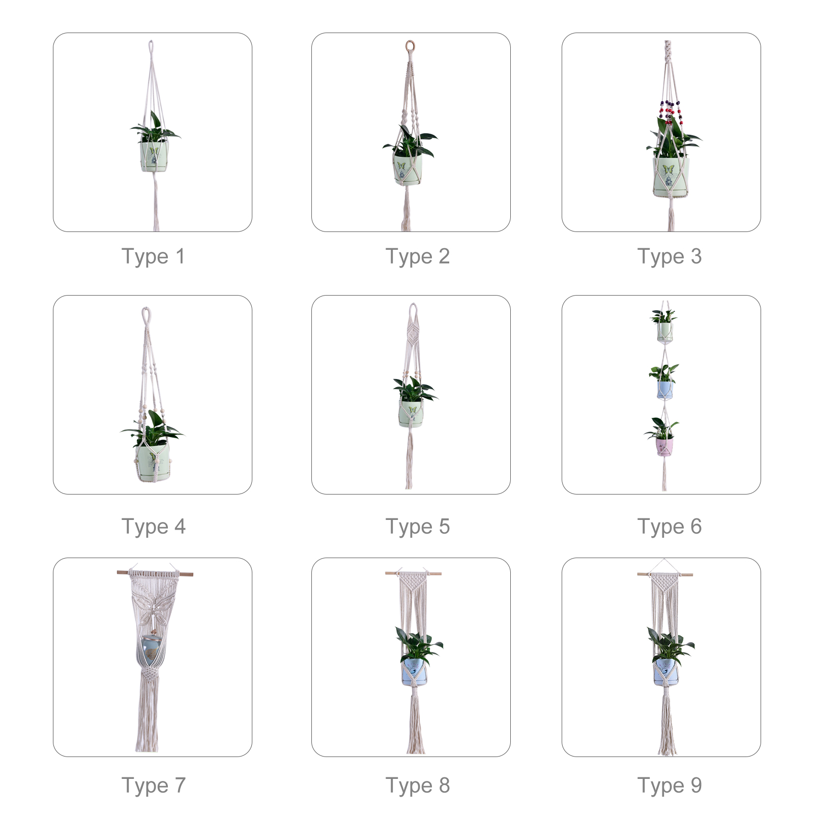 Makramee-pflanzenampel, Dekorativer Blumentopfhalter, Hängekorb Aus Baumwollseil Für Drinnen Und Draußen, Wohnaccessoire
