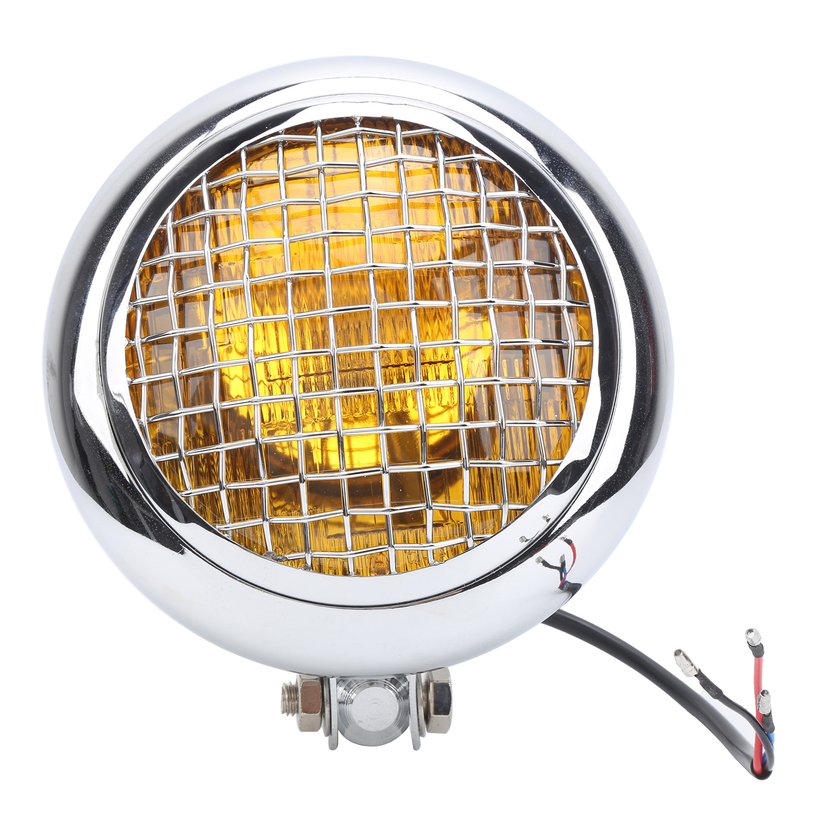 Runder Led-motorradscheinwerfer, 12 V, Retro-stil, 60 W, Fern-/abblendlicht, Gelbes Licht, Wasserdicht