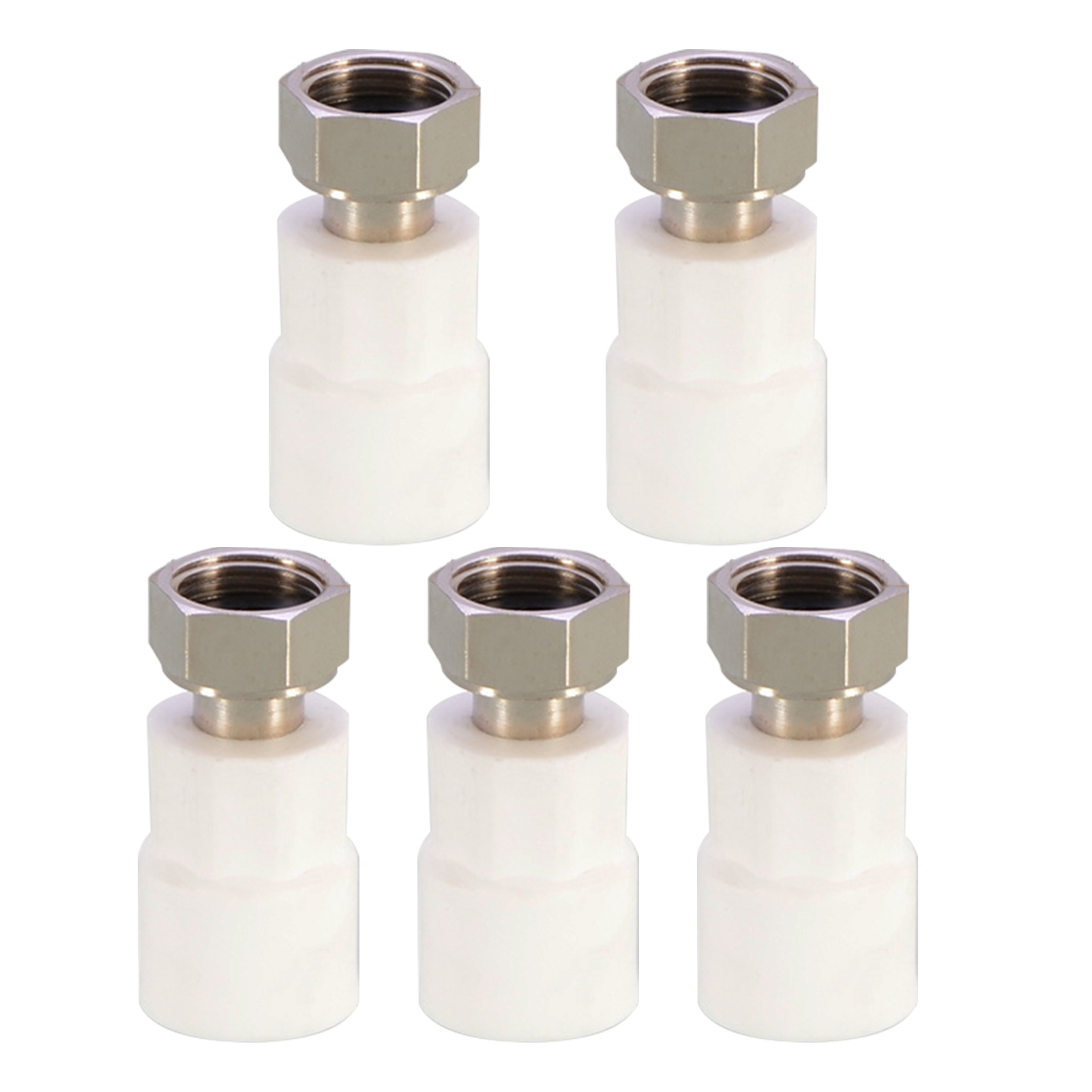 Packung Mit 5 Ppr-verschraubungen Für Warmwasserbereiter, 20 Mm (1/2 Zoll) Innendurchmesser, Gerade Verschraubung.