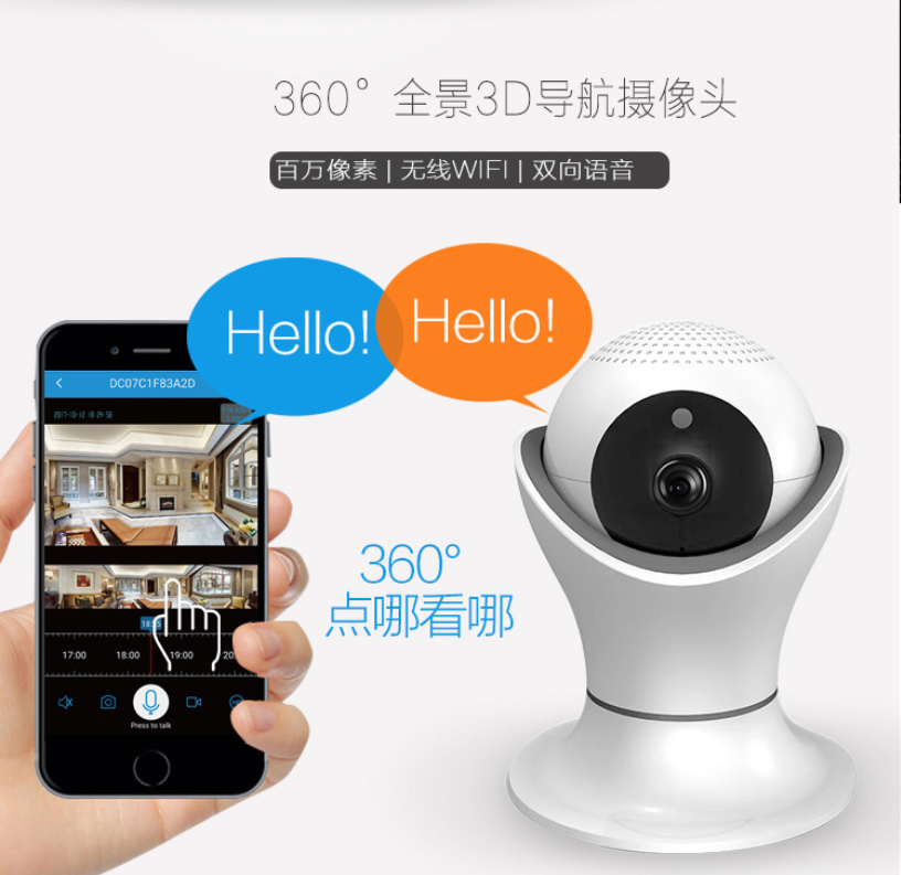 360°-panorama-wlan-kamera 1080p Full Hd Mit Intelligentem Sensor Für Die Heimsicherheit -