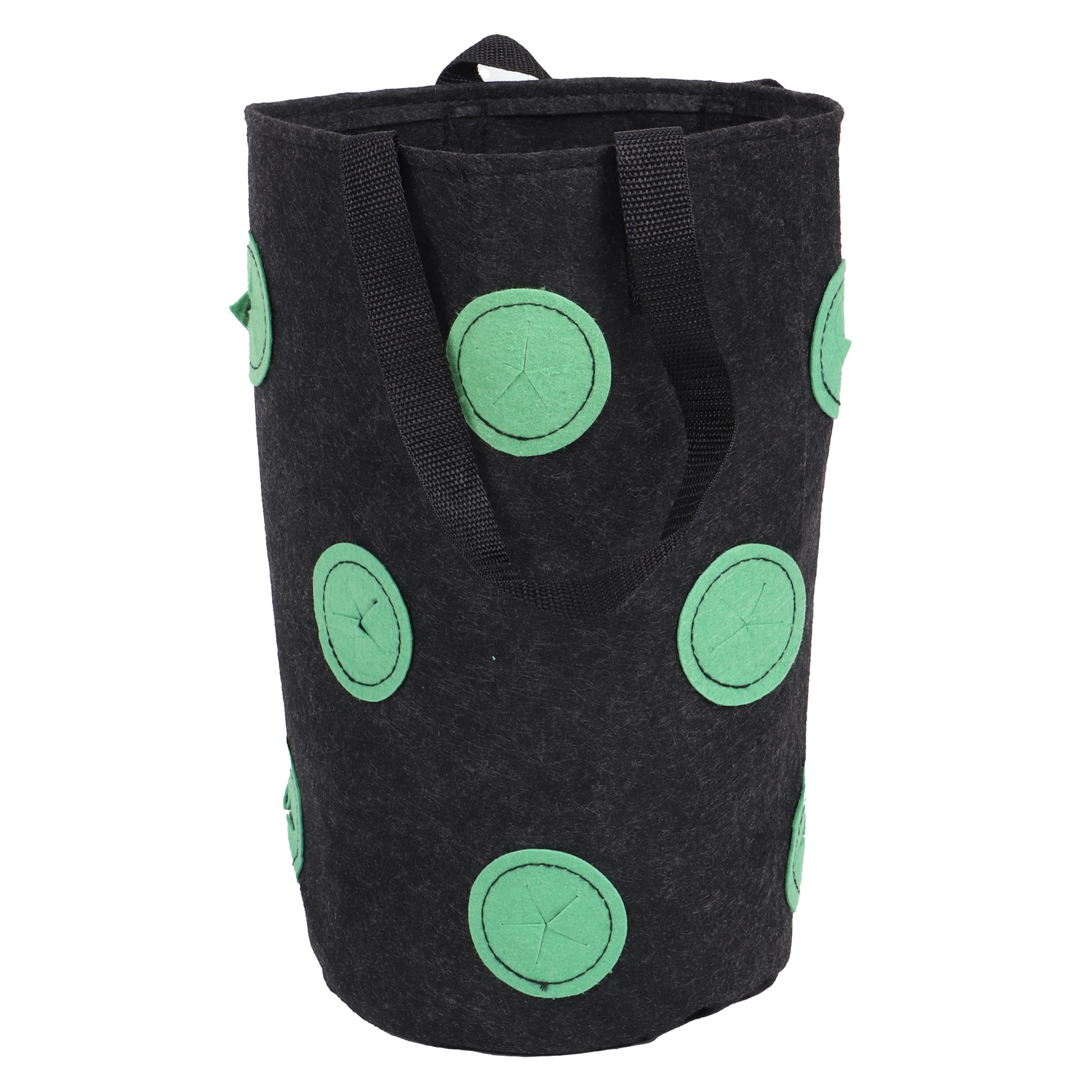 Tragbarer Filz-pflanzbeutel Für Erdbeeren, 12 Löcher, Mit Tragegriffen, Schwarz, 20 X 35 Cm