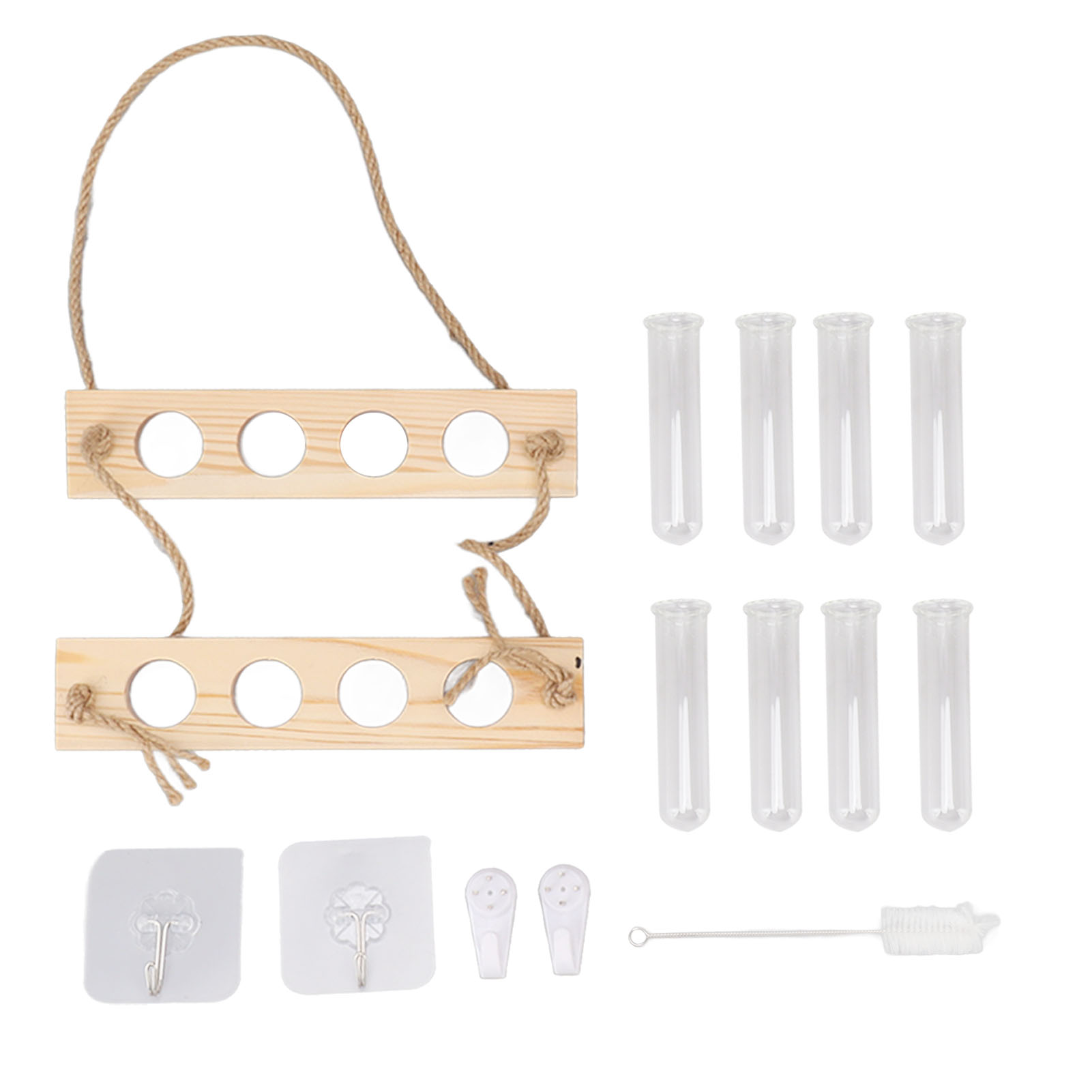Zweistöckiges, Wandmontiertes Terrarium Mit Acht Fächern, Platzsparendes Design, Haken, Holzfarbe, Ideal Zur Pflanzenvermehrung Und Für Kleine Räume. Perfekt Für Büro Oder Zuhause.