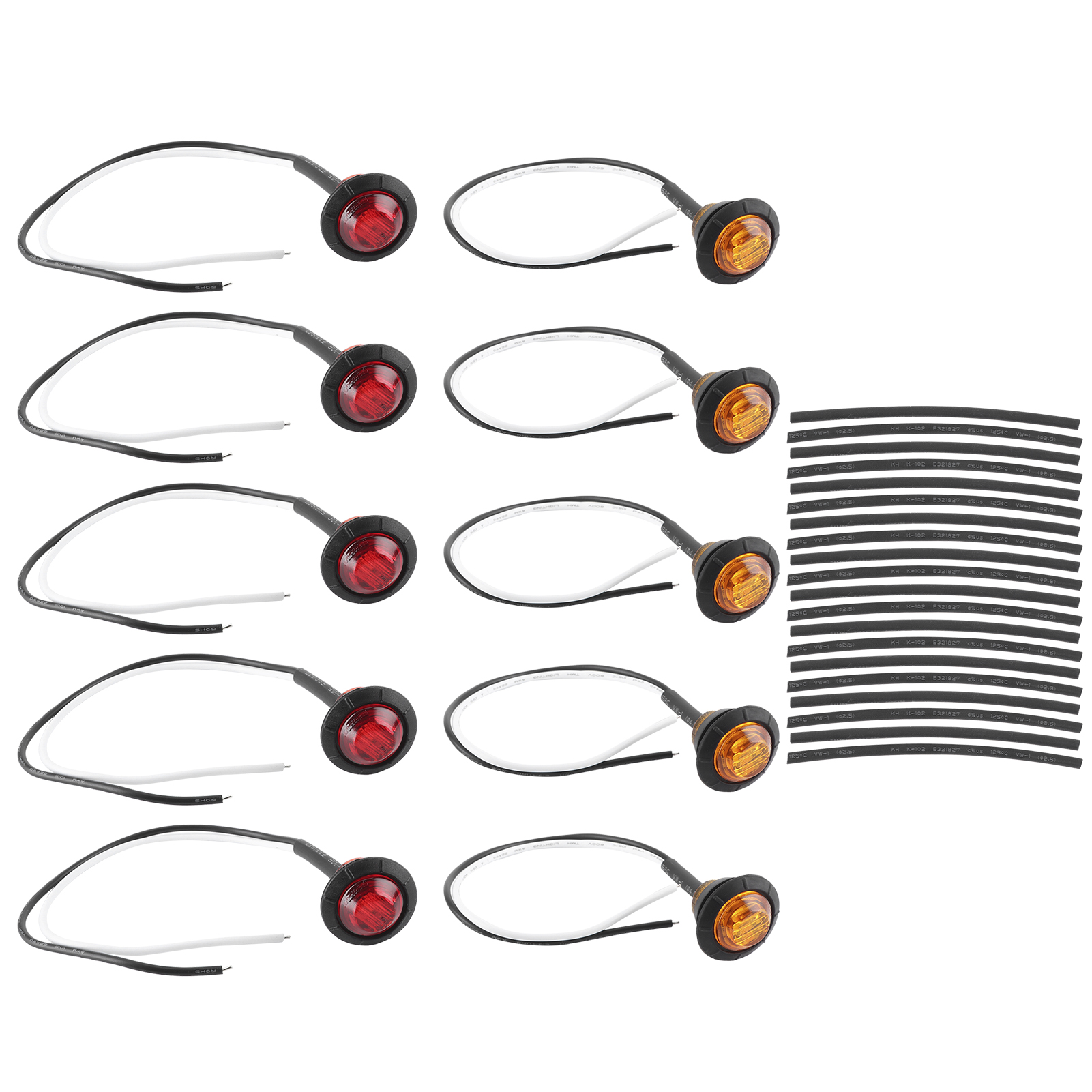 Gelbe Led-positionsleuchte 6000k, Polycarbonatlinse Mit Schrumpfschlauch Für Anhänger, Lkw, Transporter Und Pickups