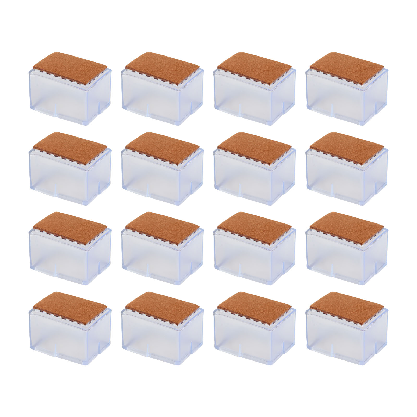 Set Mit 16 Quadratischen Silikon-stuhlbeinschonern, Elastisch Und Geräuschlos, Für Hartholzböden.
