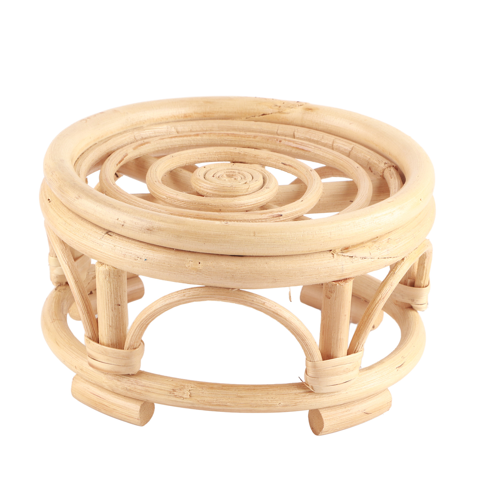 Runder, Natürlicher, Handgefertigter Pflanzenständer Aus Rattan Für Den Innenbereich, Für Haus, Garten Oder Hof.