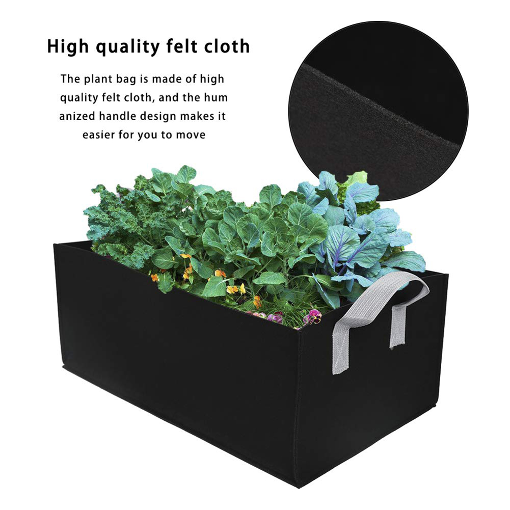 Rechteckiger Schwarzer Filz-pflanzsack, 90 X 30 X 20 Cm, Mit Griff, Ideal Für Blumen Und Gemüse.