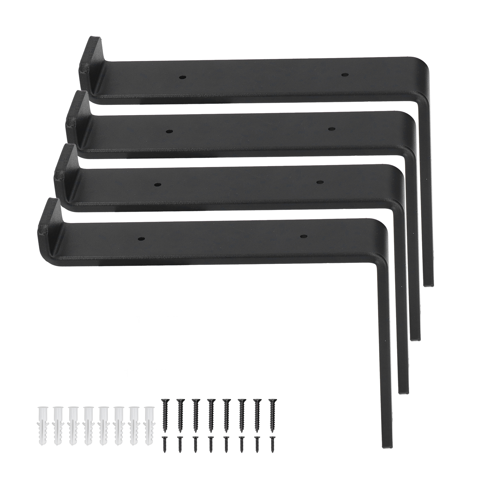 Set Aus 4 Robusten Und Langlebigen Regalträgern Aus Kohlenstoffstahl Mit Hervorstehendem Design Für Vielseitige Einsatzmöglichkeiten Und Abwechslungsreiche Dekoration.