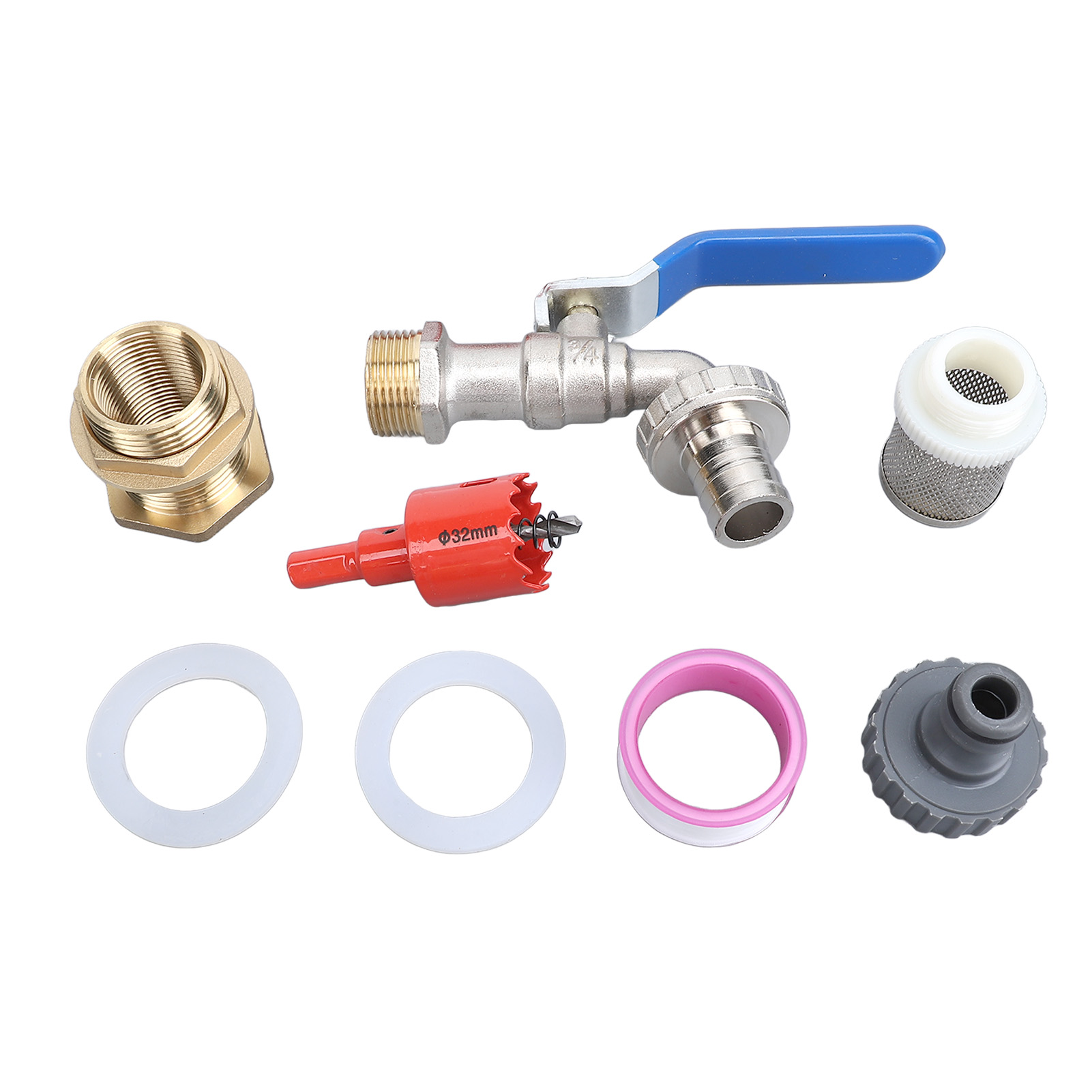 Professionelles Messing-wasserhahn-set Für Die Regenwassernutzung, Energieeffizient, Kompatibel Mit Regenwassernutzungsanlagen, Tanks, Badewannen Und Schwimmbecken (3/4"), Mit Filterlochöffner.