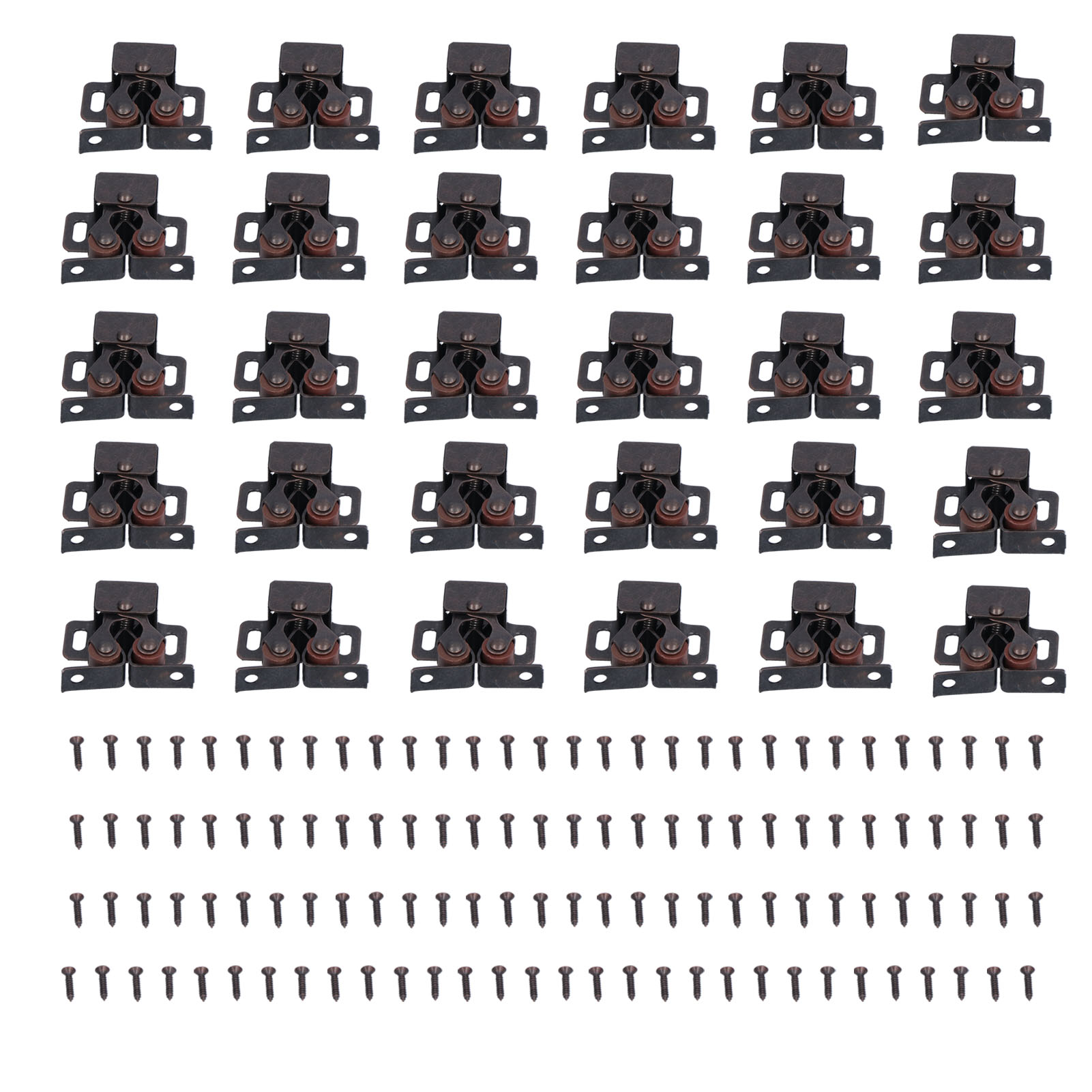 Packung Mit 30 Doppelten Rollenriegeln Aus Edelstahl Für Schränke, Mit Selbstelastischem Magnetdämpfer