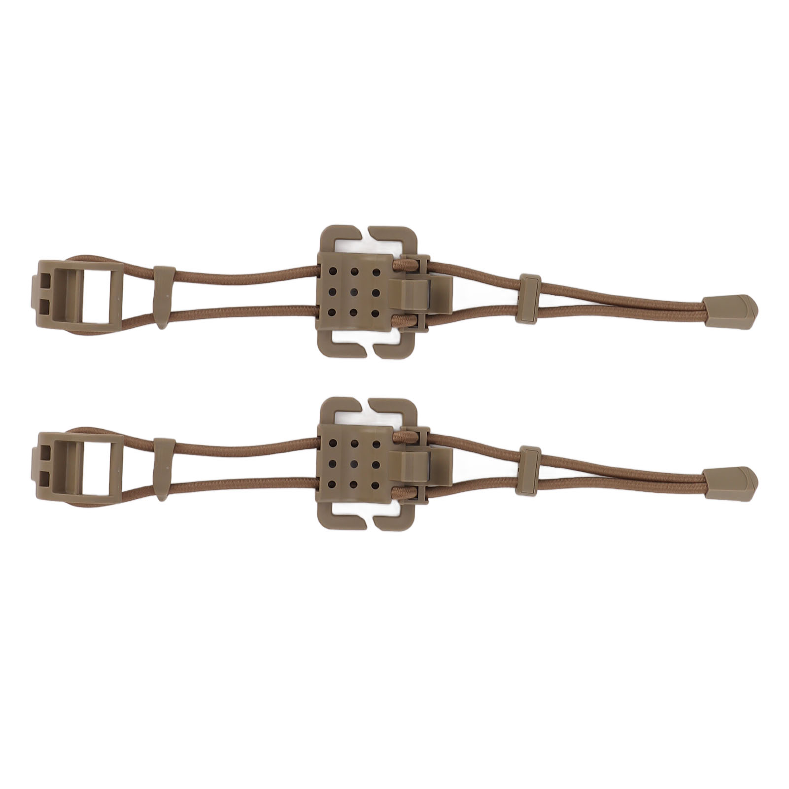 Set Mit 2 Molle-rucksackbefestigungen, Elastischem Befestigungssystem, Karabiner, Feststellschnalle, Khakifarbenem Gummiband.