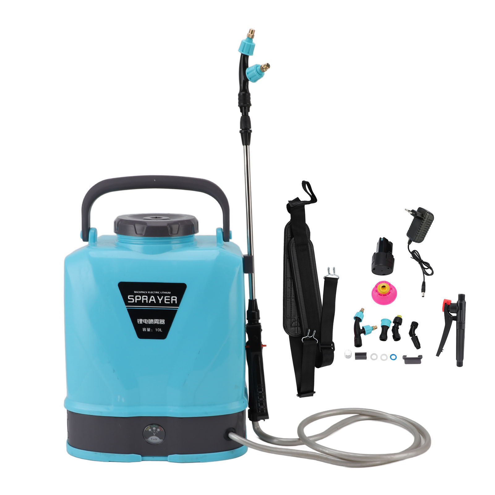Akku-elektro-rückenspritze Mit Einstellbarem Druck Für Die Landwirtschaft, Mit 5 Düsen Zum Jäten, Sprühen Und Reinigen. Eu-stecker, 10 Liter Fassungsvermögen.