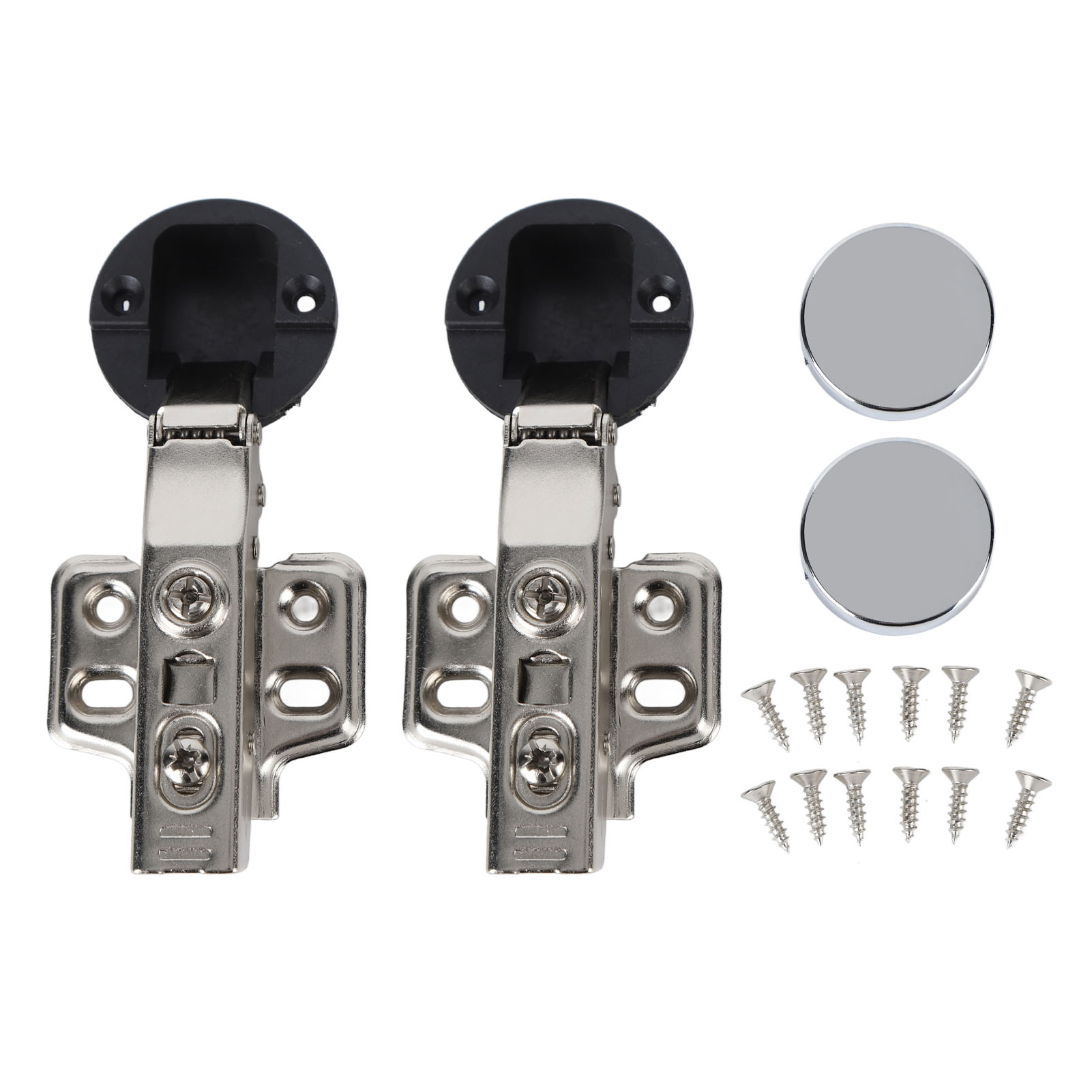 Set Mit 2 Edelstahl-scharnieren 201 Für Glasschranktüren, 35-mm-glasdämpfer, Gerader Arm, 18 Mm Gesamtüberstand