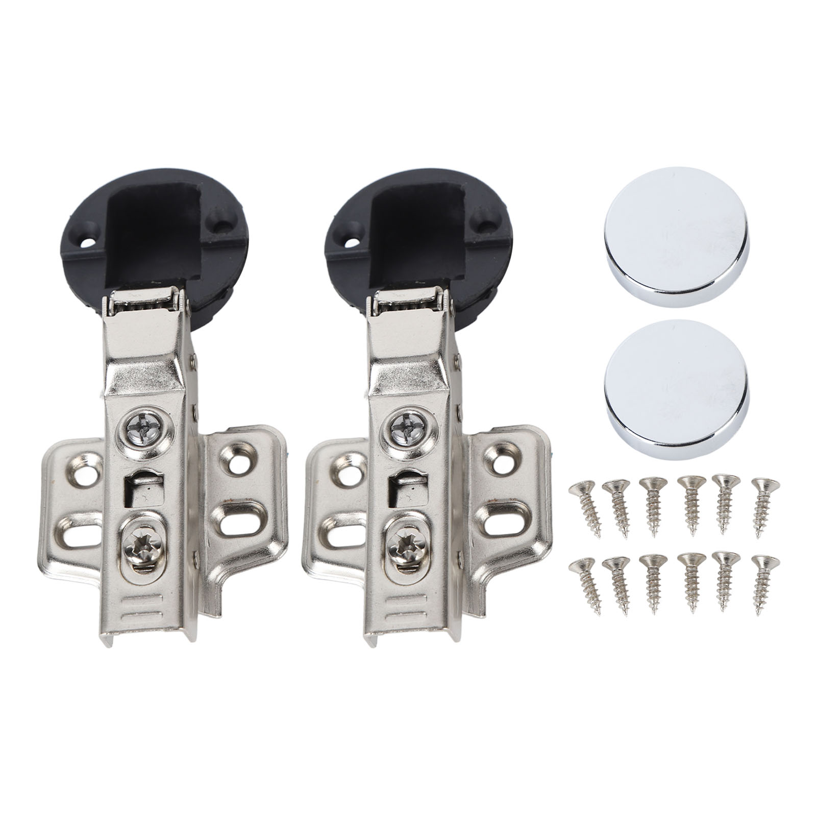 Set Mit 2 Edelstahl-scharnieren 201 Für Glasschranktüren, 35-mm-glastürdämpfer, 9-mm-teilaufsatzscharnier