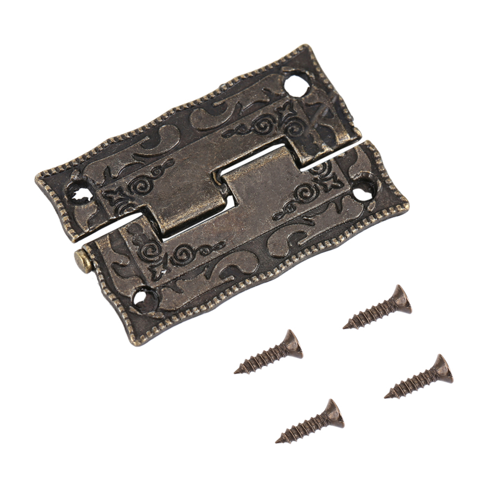 Set Aus 10 Antiken Bronzescharnieren Für Möbeltüren, Schmuckkästchen Und Holztruhen, Drehwinkel Von 0° Bis 270°.