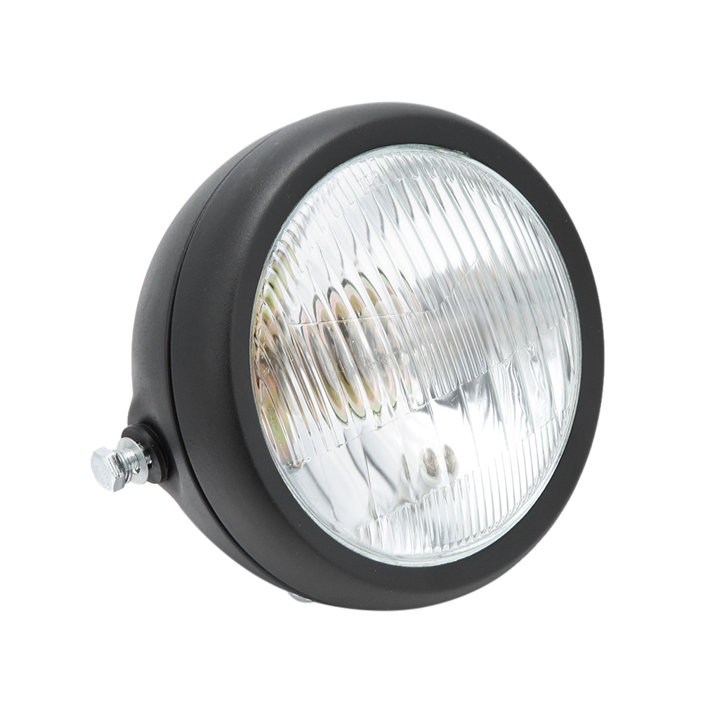 Universeller 12-v-motorradscheinwerfer, Wasser- Und Staubdicht, Retro-stil, Fern-/abblendlicht, Schwarzes Gehäuse, Weiße Linse