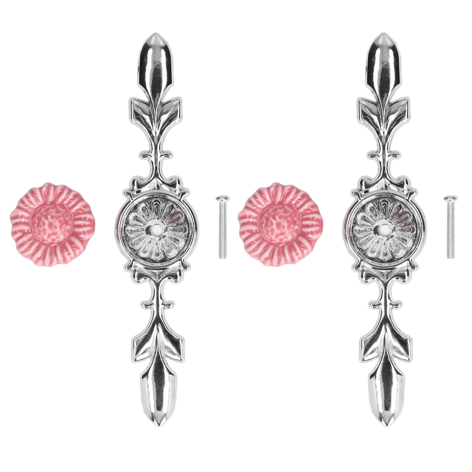 Set Aus 2 Dekorativen Keramik-schubladengriffen Mit Rosette, Für Küche, Bad Oder Büro. Modell 1088d Sonnenblume.