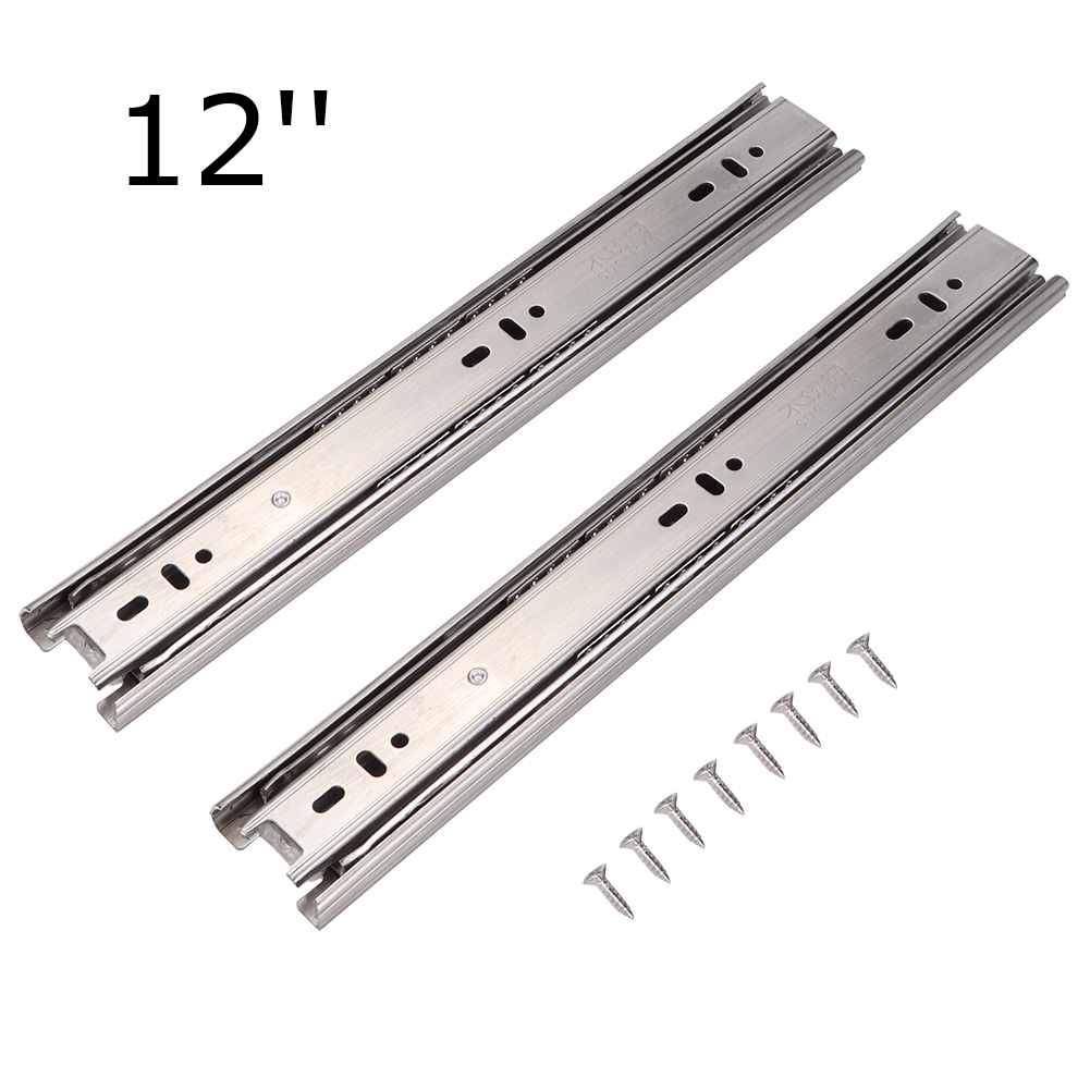 12"-18" Edelstahl-schubladenführungsschiene, 3-teilige Gleitvorrichtung Für Möbel (12" Ungedämpft)