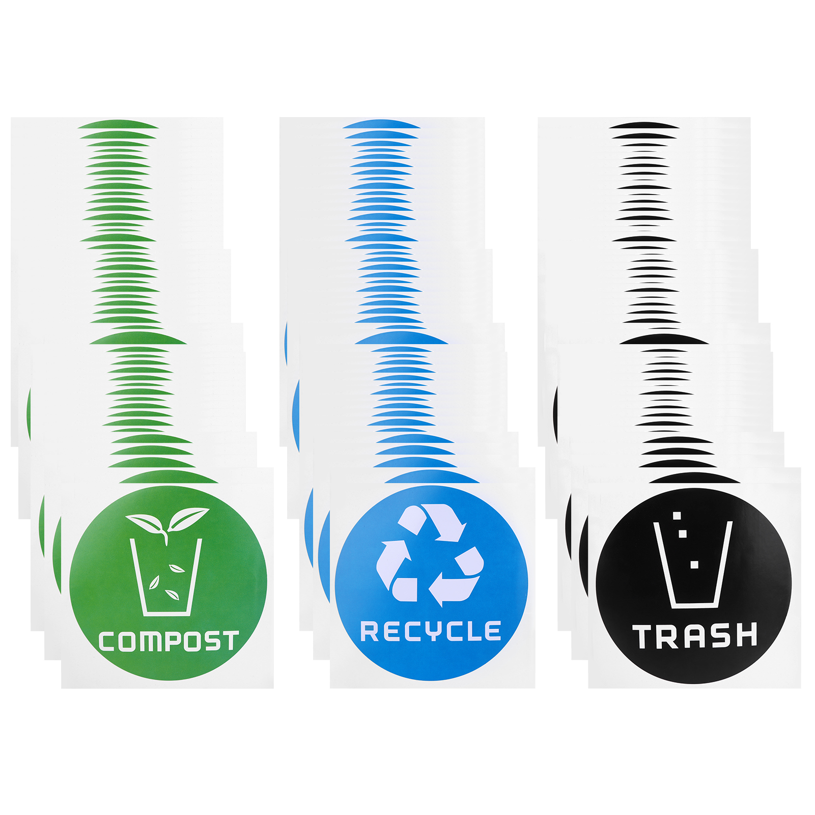 Packung Mit 60 Runden „recycling“-aufklebern Für Mülltonnen, Abfallbehälter Und Recyclingbehälter
