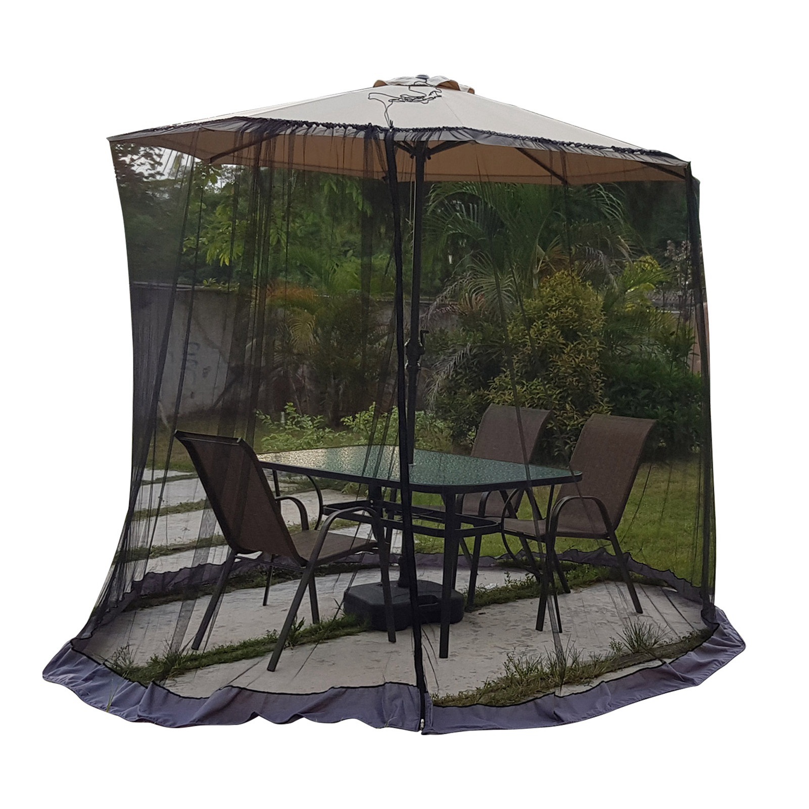 Schutznetz Für Terrassen-sonnenschirme, Höhe 230 Cm, Polyestergewebe, Kompatibel Mit Sonnenschirmen Von 250 Bis 300 Cm.