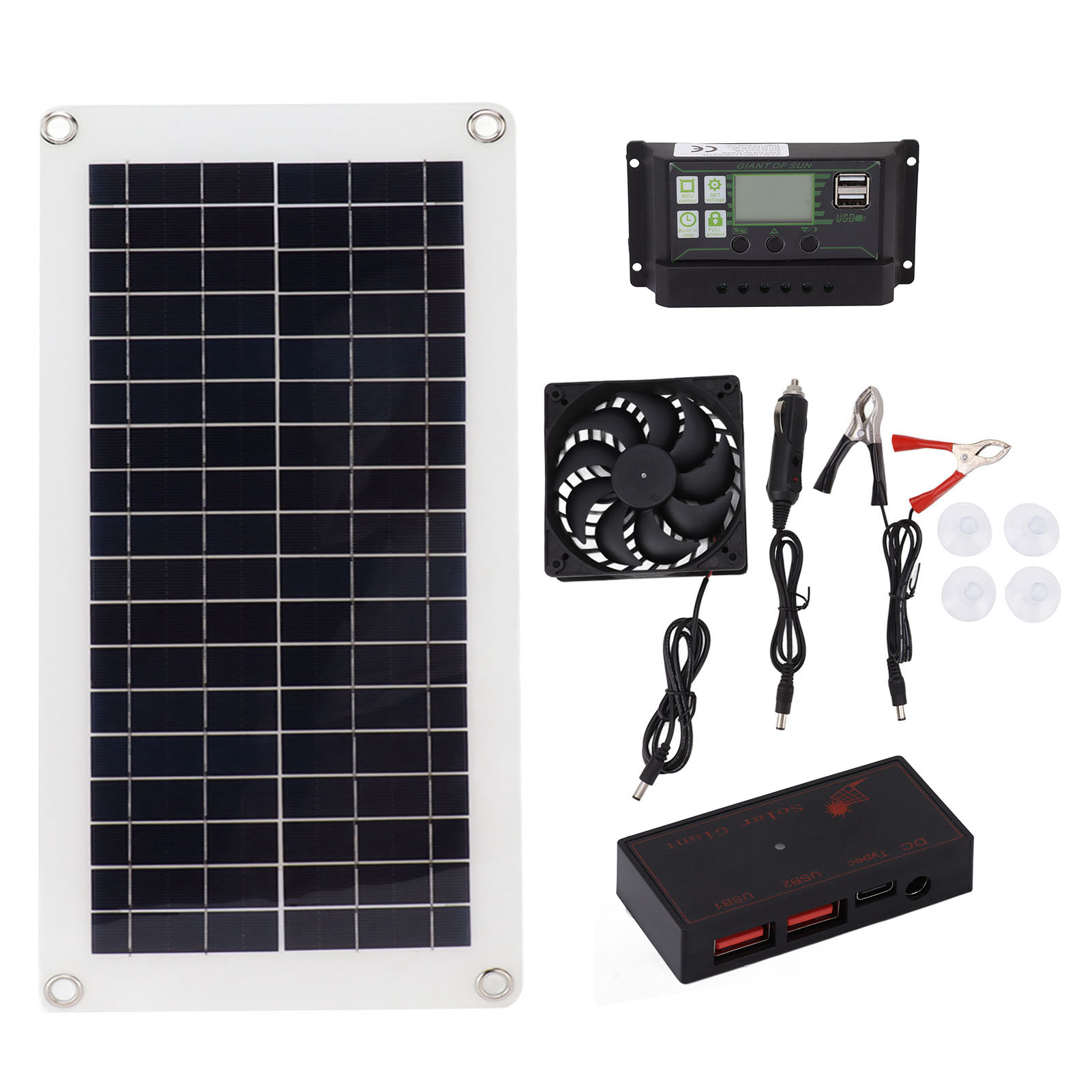 Tragbares Solarventilator-set (10 W, 18 V) Mit 30-a-controller Und Polysilizium-lüfter.