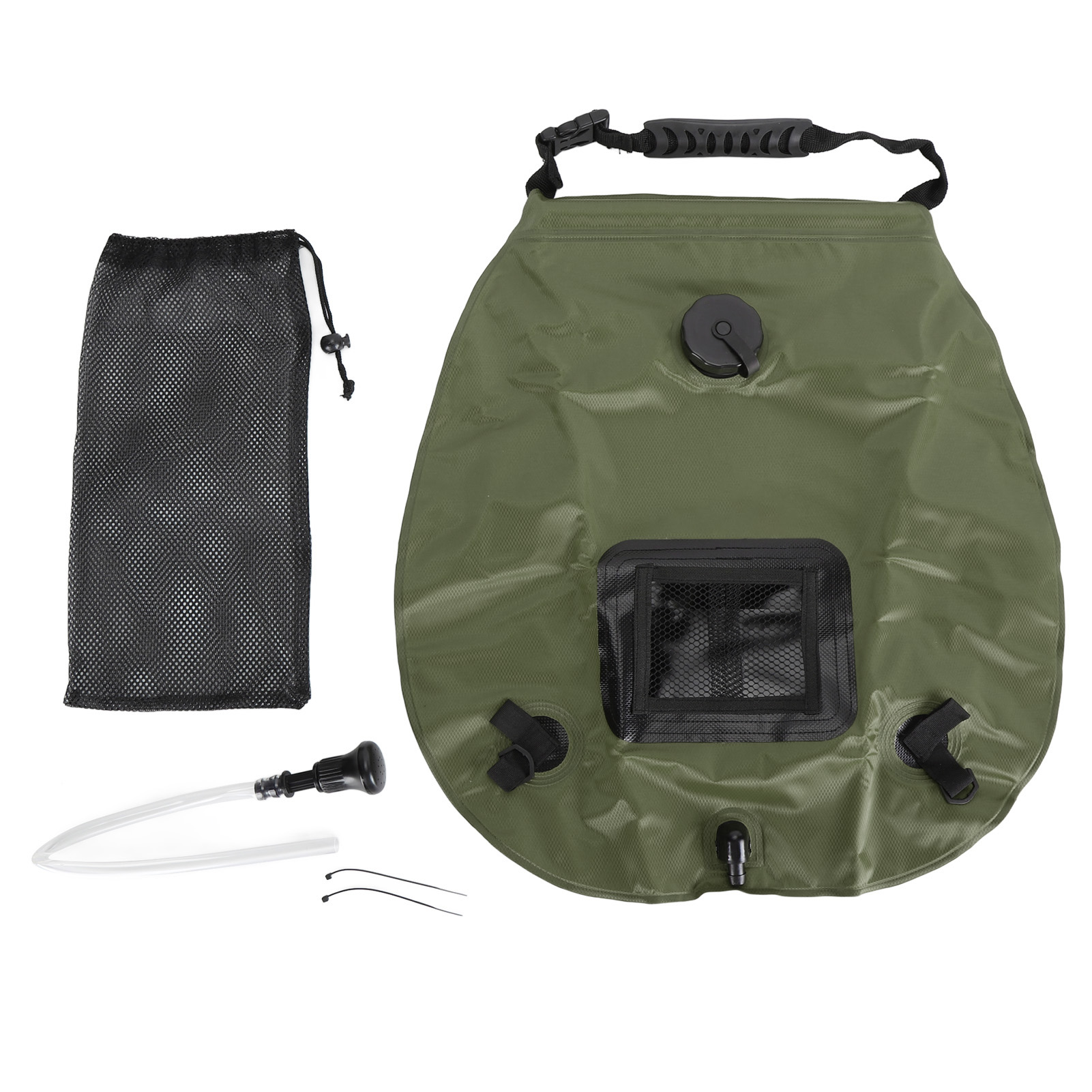 20-liter-solarduschtasche Mit Griff Und Eingebautem Thermometer Für Camping, Wandern Und Strand (olivgrün).