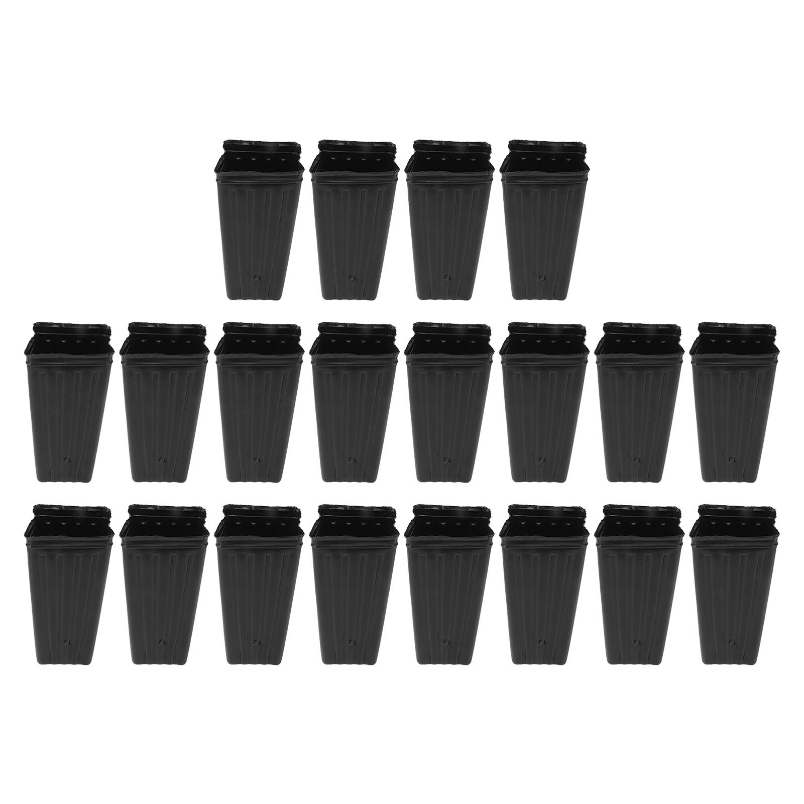 Set Mit 20 Tiefen, Wiederverwendbaren Kunststofftöpfen Für Setzlinge Und Blühende Pflanzen Mit Abflusslöchern Für Den Garten.